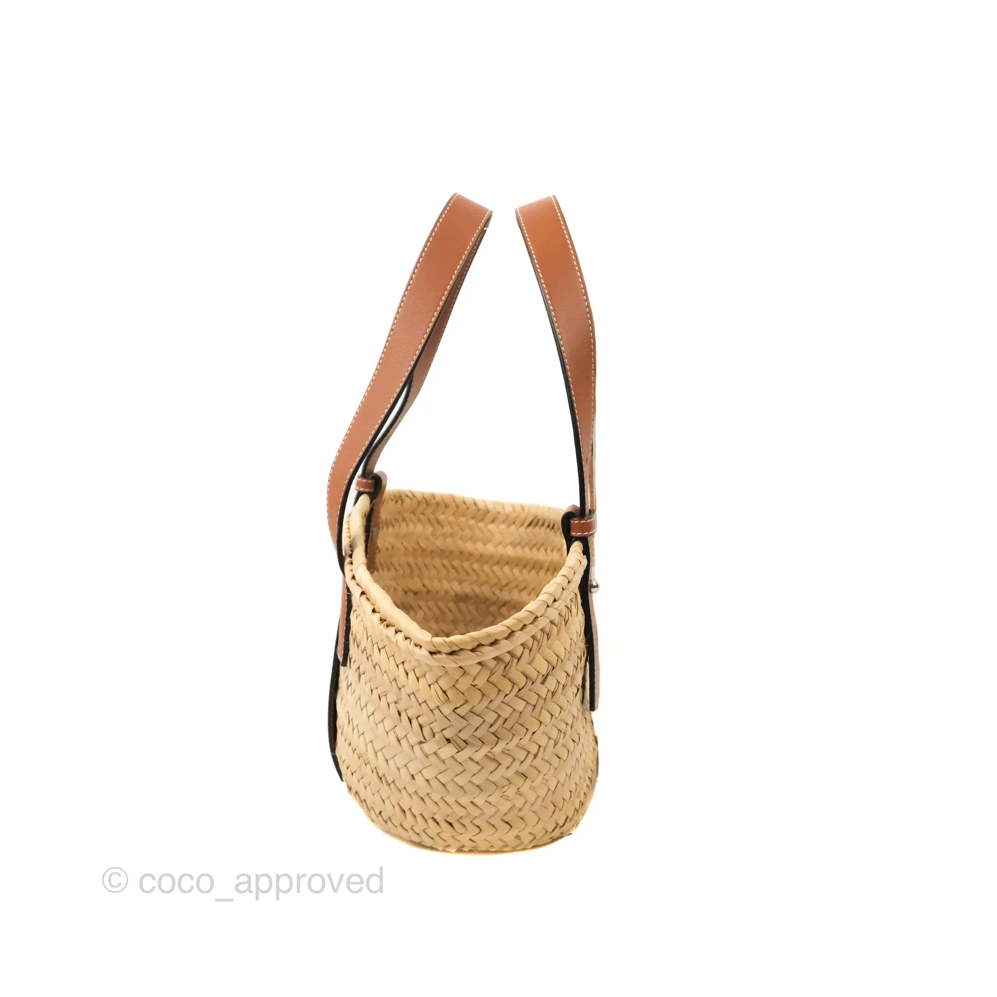 Loewe Small Basket Bag Natural Palm Leaf Tan Calfskin