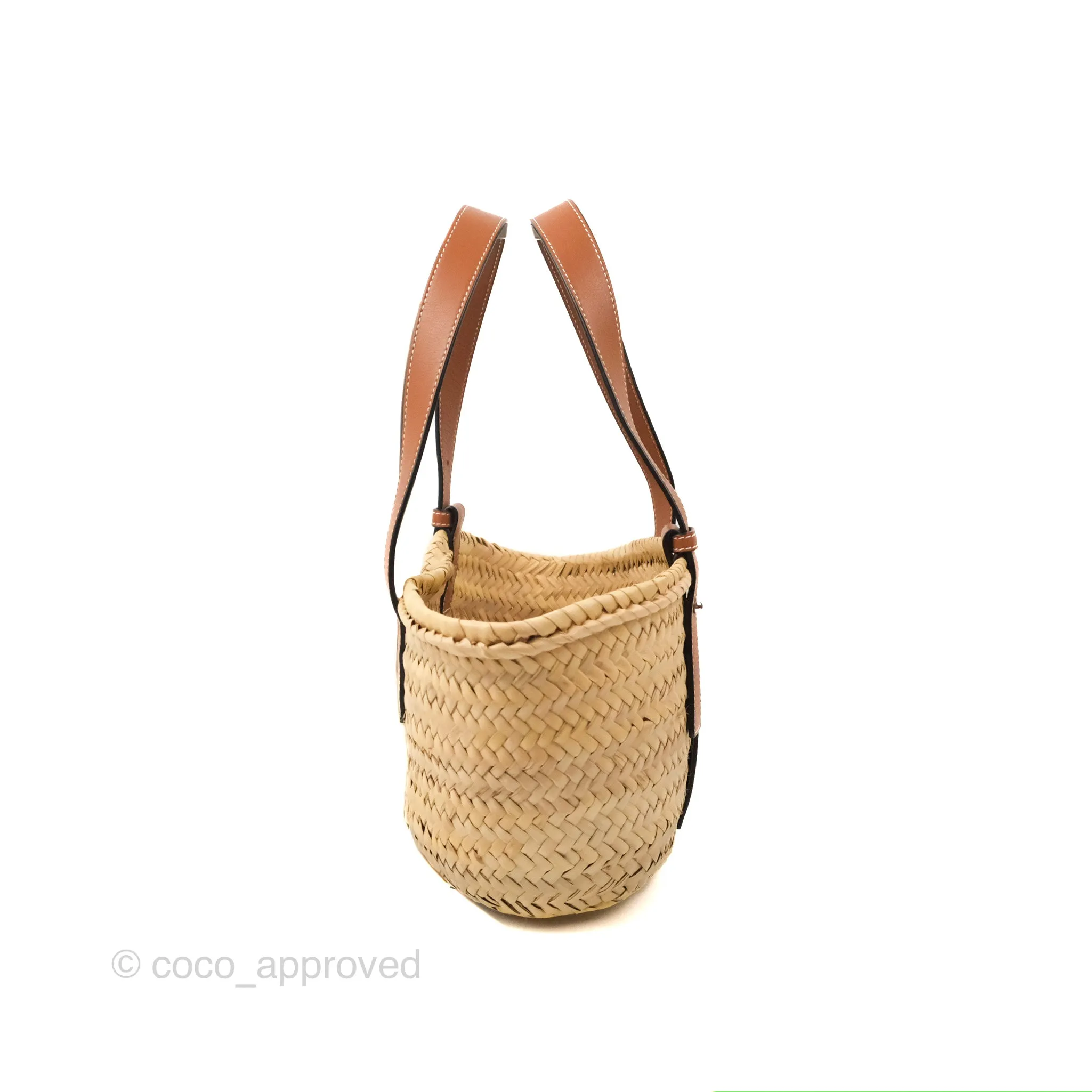 Loewe Small Basket Bag Natural Palm Leaf Tan Calfskin