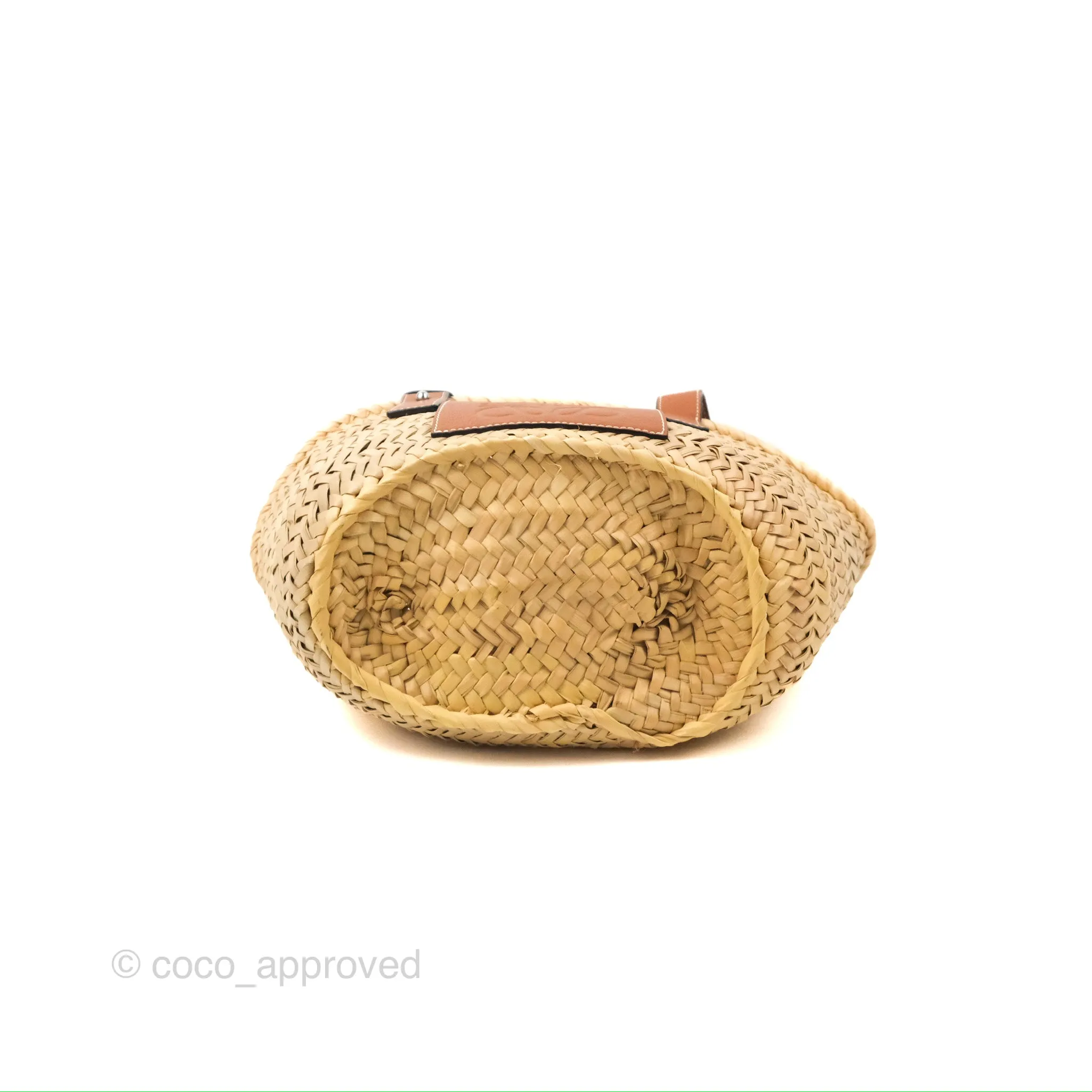 Loewe Small Basket Bag Natural Palm Leaf Tan Calfskin