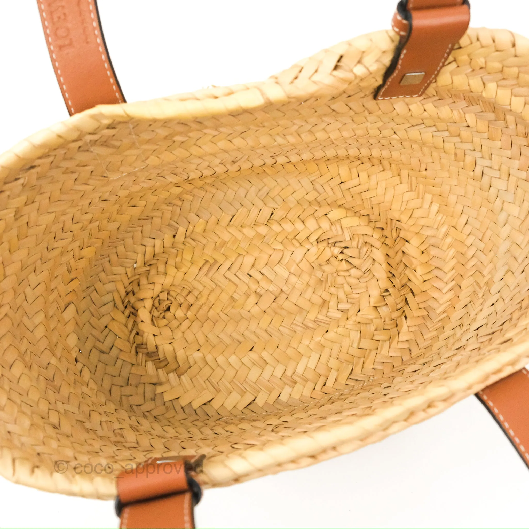 Loewe Small Basket Bag Natural Palm Leaf Tan Calfskin