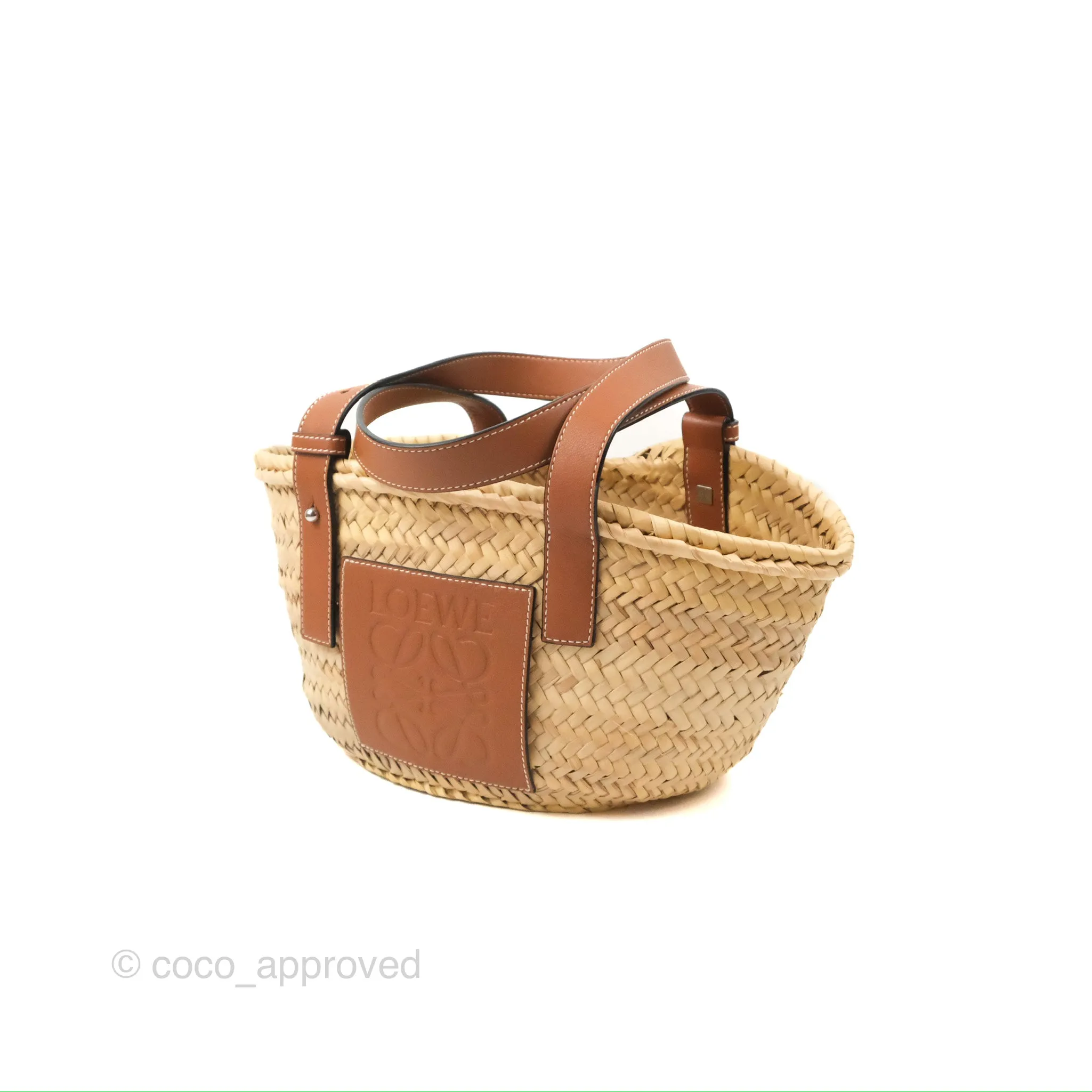 Loewe Small Basket Bag Natural Palm Leaf Tan Calfskin