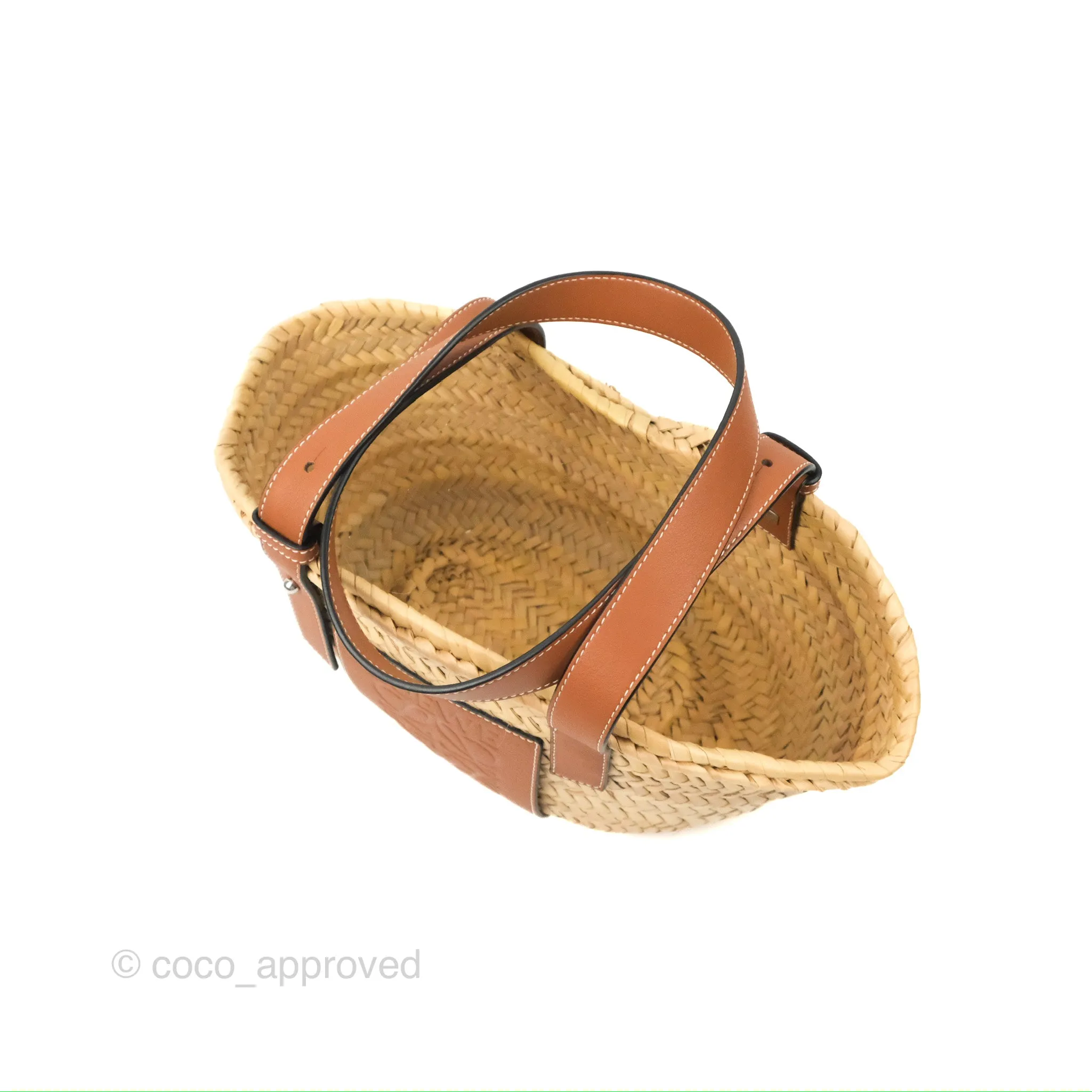 Loewe Small Basket Bag Natural Palm Leaf Tan Calfskin