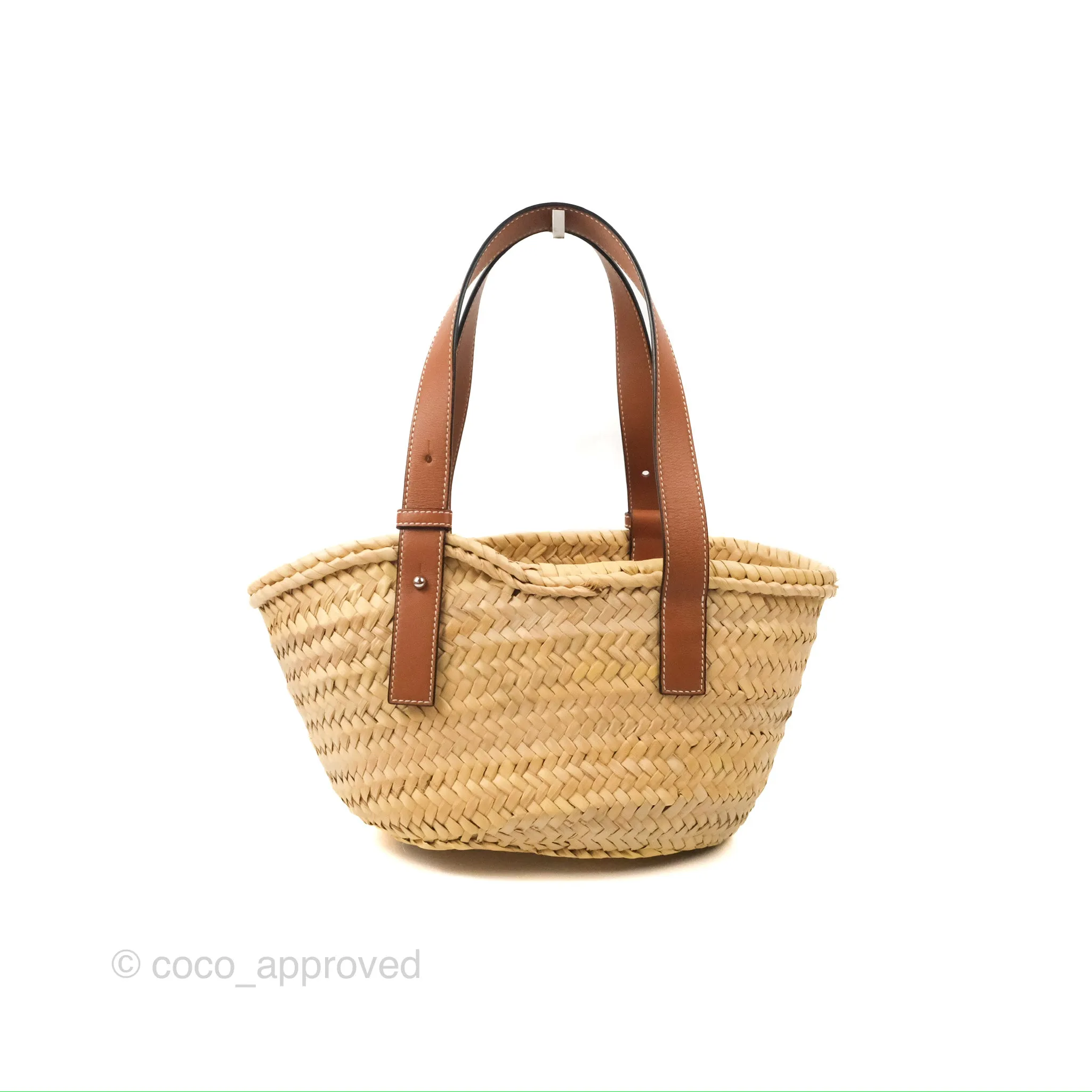 Loewe Small Basket Bag Natural Palm Leaf Tan Calfskin