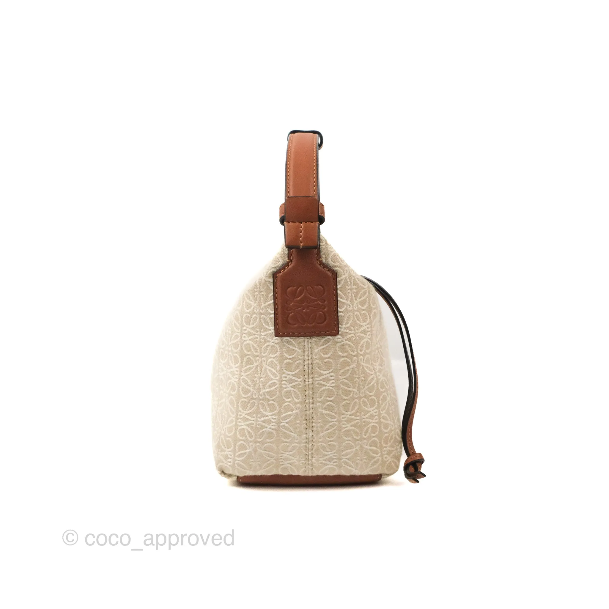 Loewe Small Cubi bag in Anagram Jacquard & Calfskin Ecru/Tan