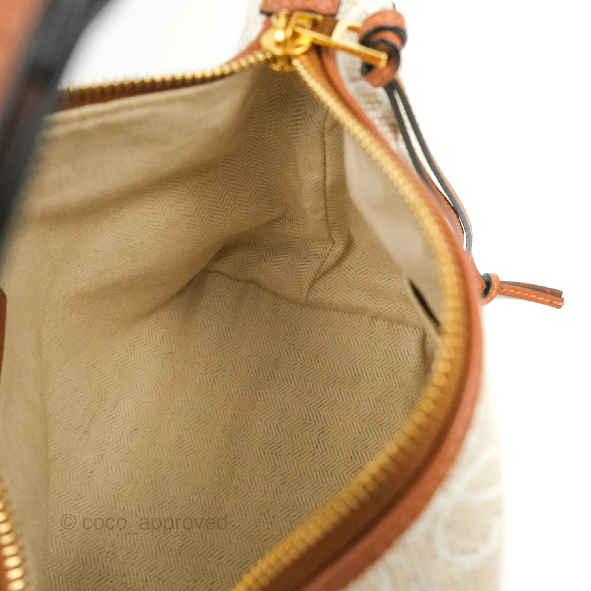 Loewe Small Cubi bag in Anagram Jacquard & Calfskin Ecru/Tan