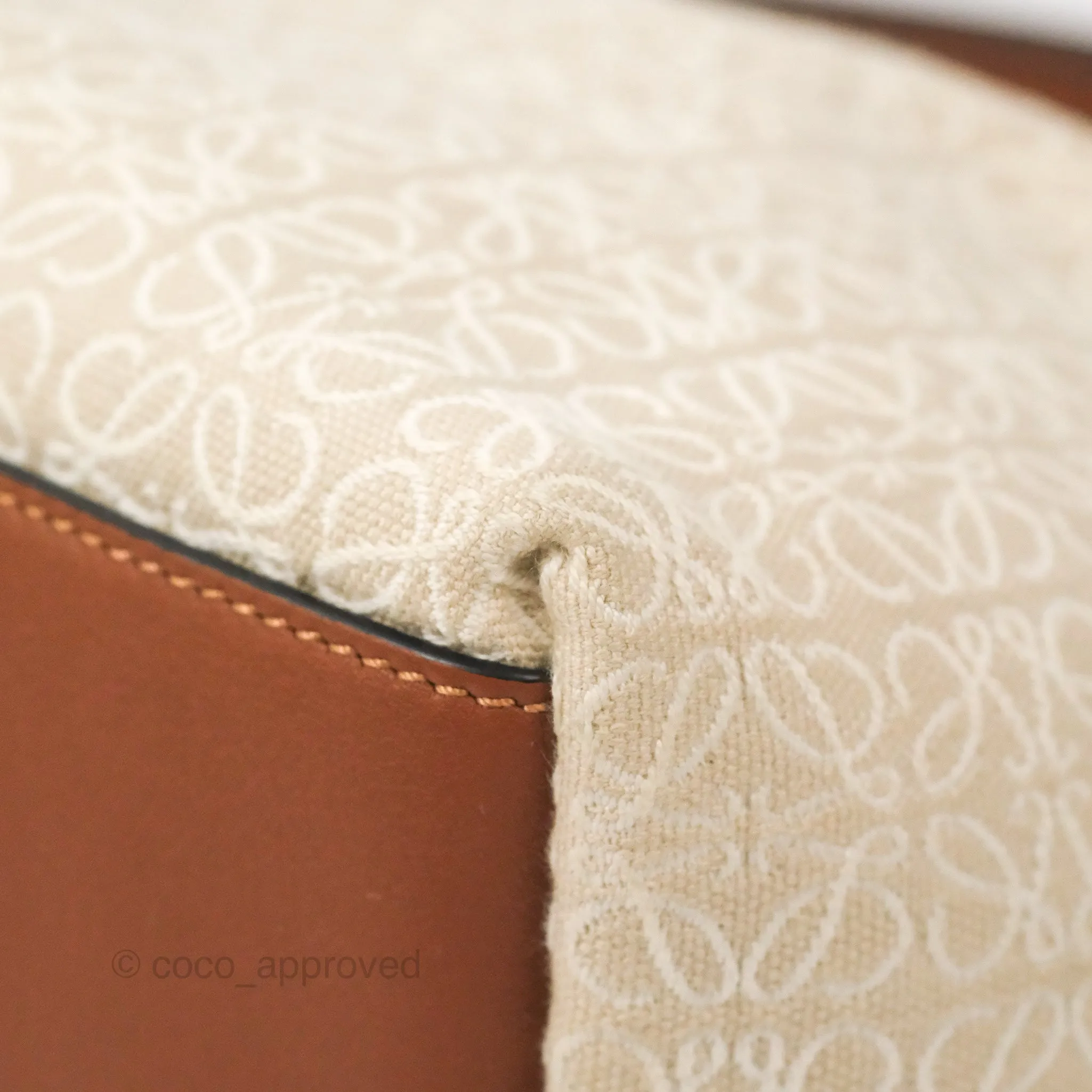 Loewe Small Cubi bag in Anagram Jacquard & Calfskin Ecru/Tan