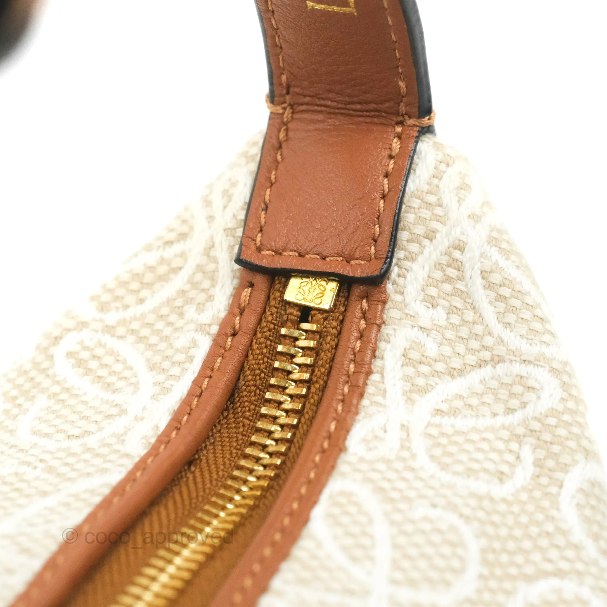 Loewe Small Cubi bag in Anagram Jacquard & Calfskin Ecru/Tan