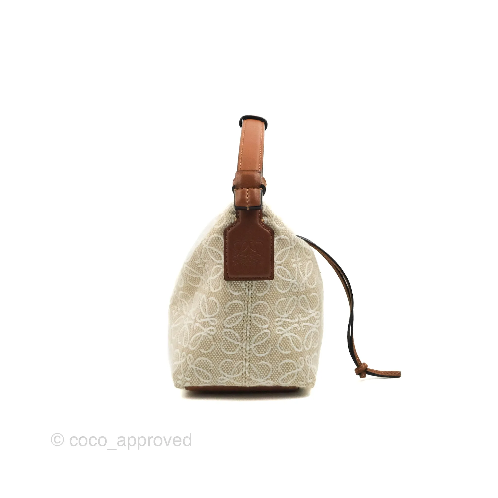 Loewe Small Cubi bag in Anagram Jacquard & Calfskin Ecru/Tan