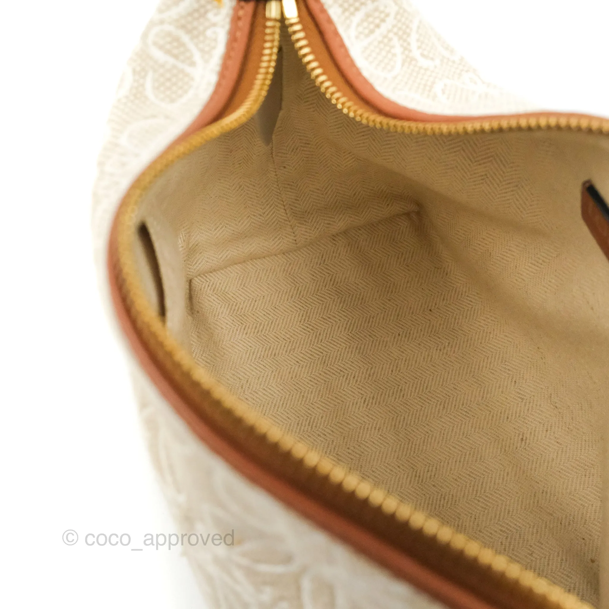 Loewe Small Cubi bag in Anagram Jacquard & Calfskin Ecru/Tan