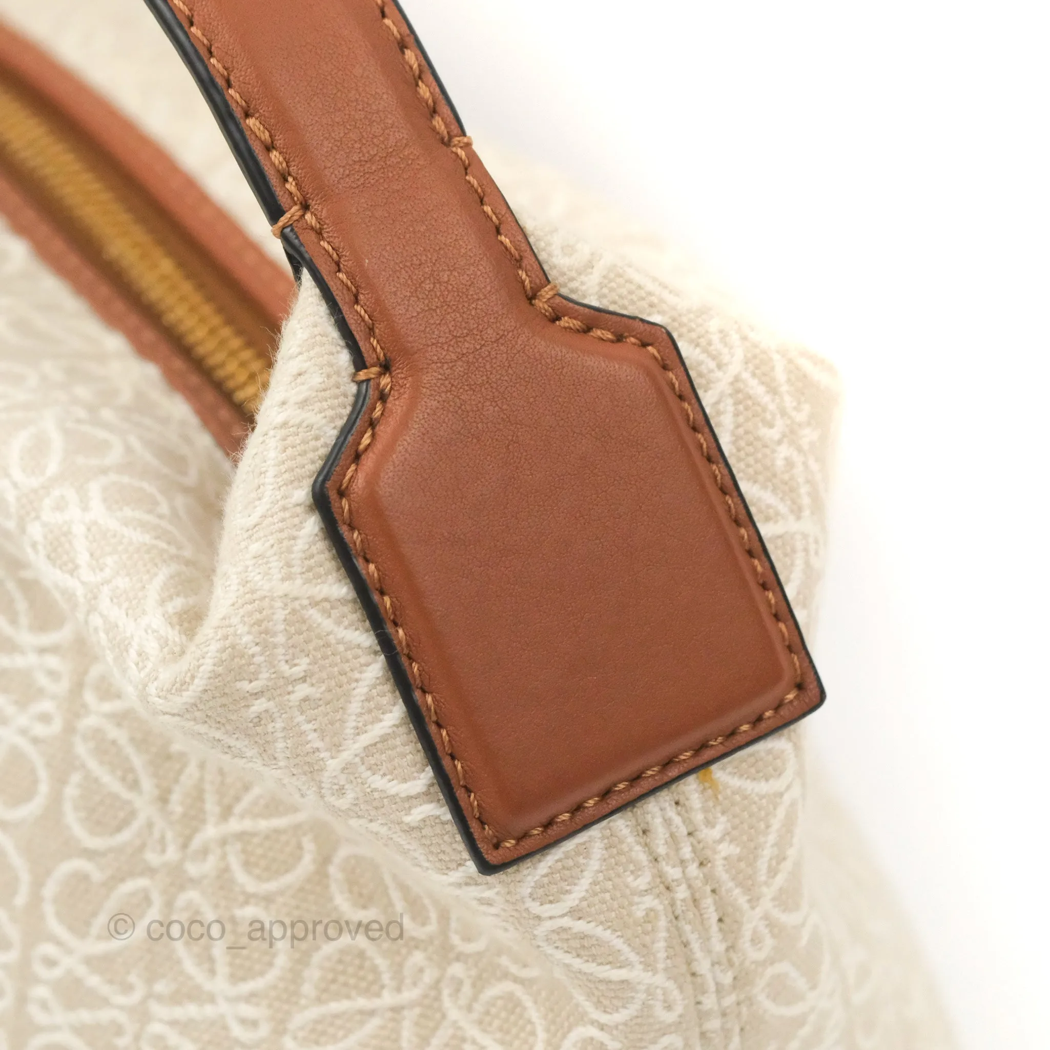 Loewe Small Cubi bag in Anagram Jacquard & Calfskin Ecru/Tan