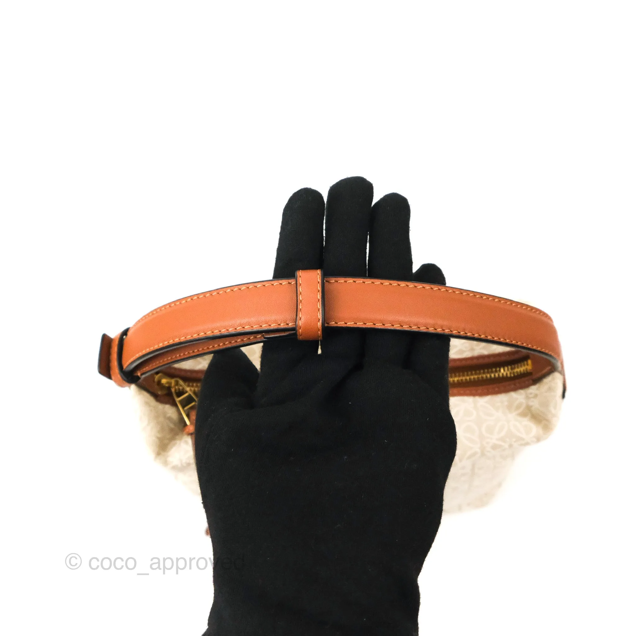 Loewe Small Cubi bag in Anagram Jacquard & Calfskin Ecru/Tan