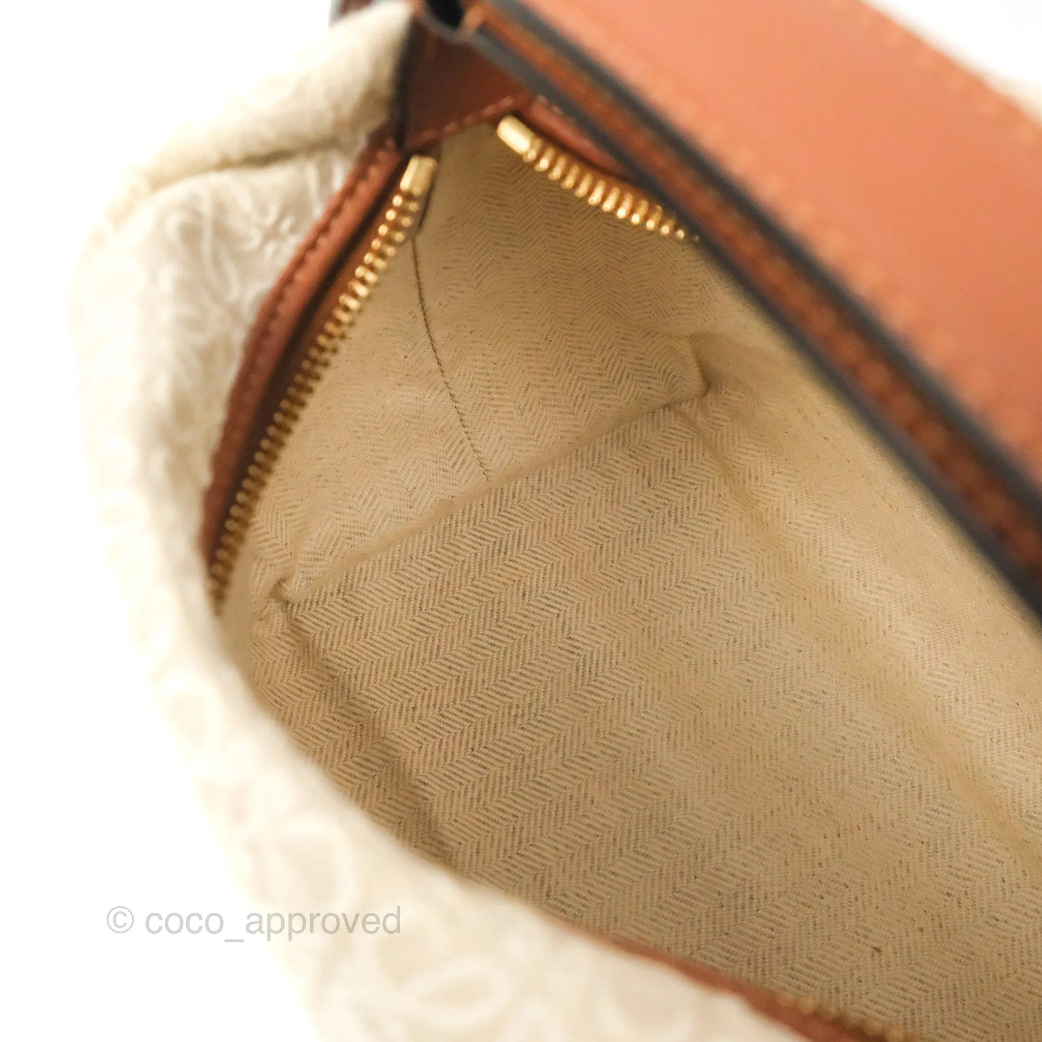 Loewe Small Cubi bag in Anagram Jacquard & Calfskin Ecru/Tan