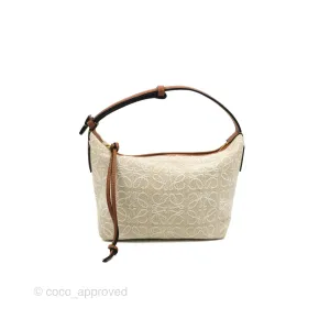 Loewe Small Cubi bag in Anagram Jacquard & Calfskin Ecru/Tan