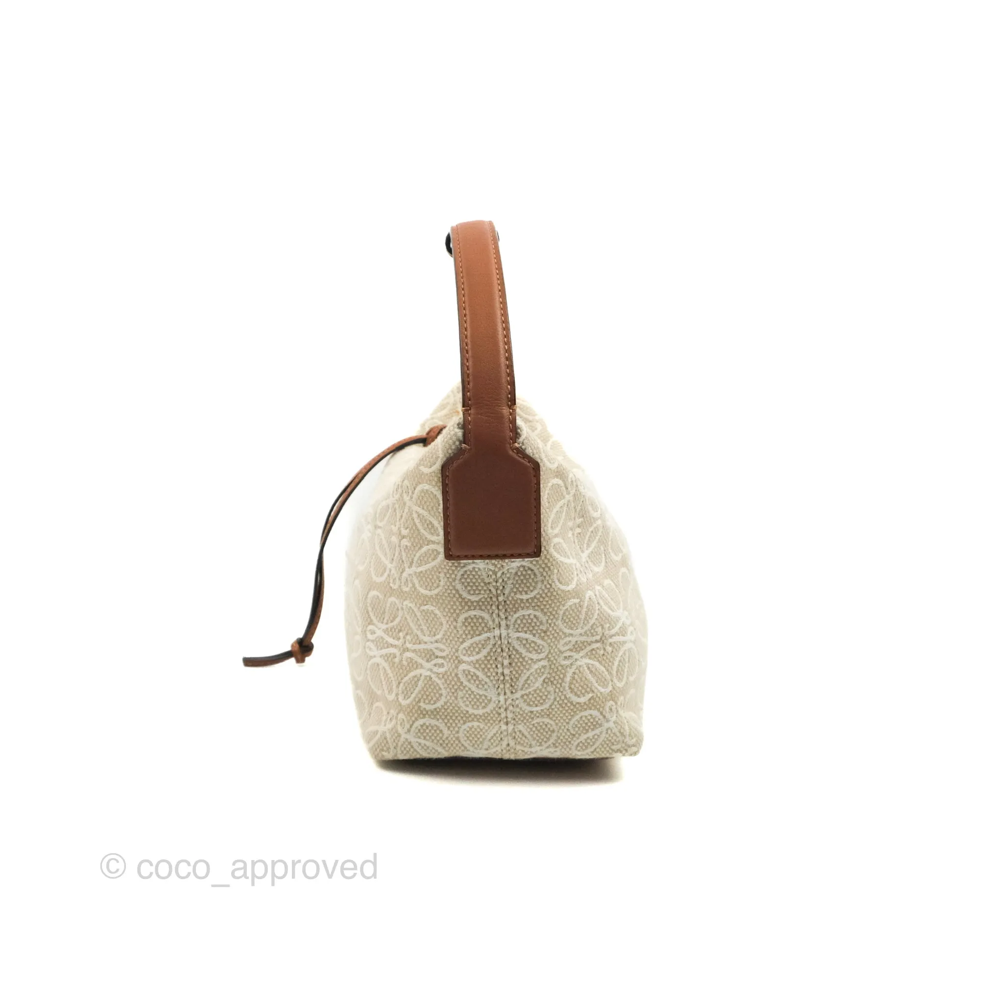 Loewe Small Cubi bag in Anagram Jacquard & Calfskin Ecru/Tan