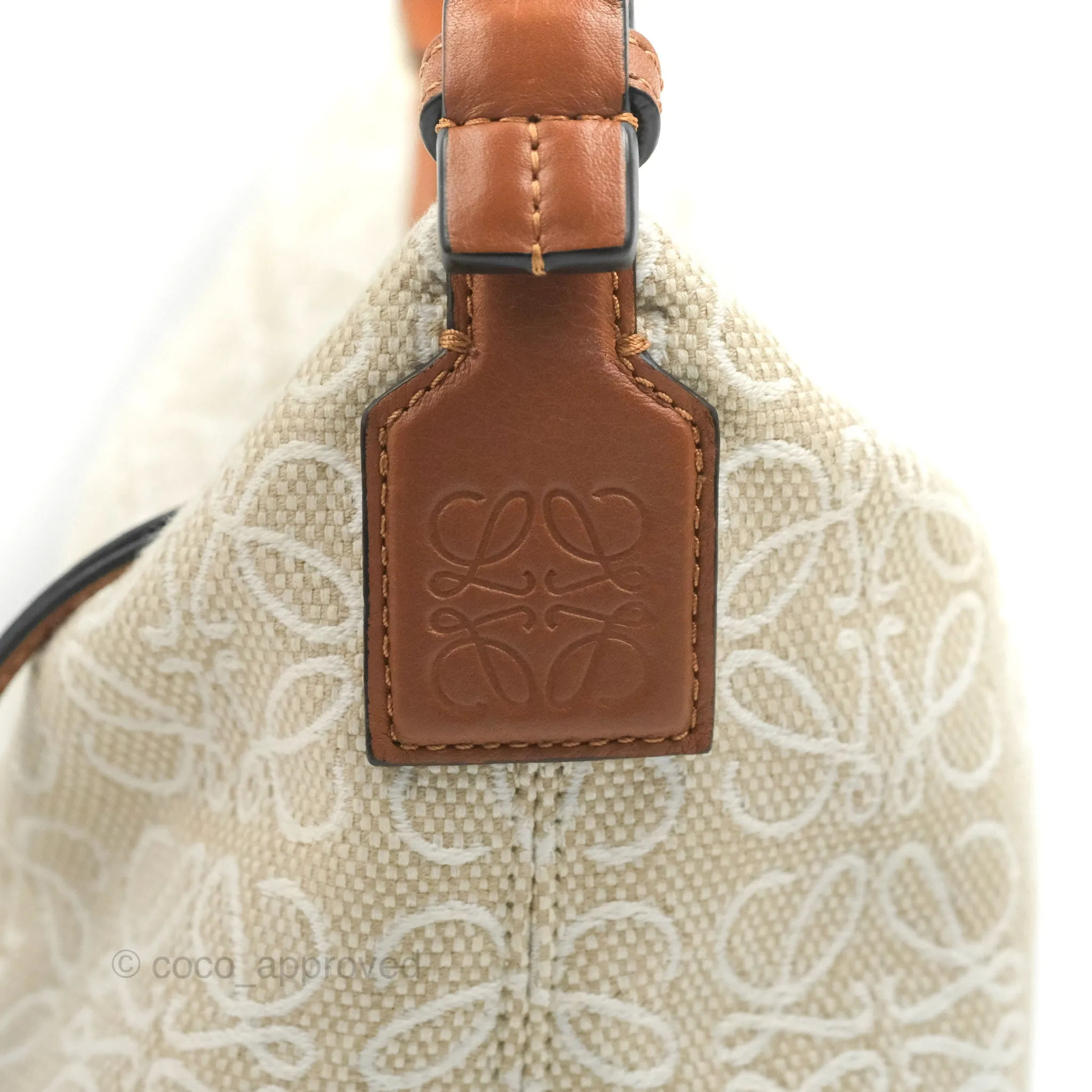 Loewe Small Cubi bag in Anagram Jacquard & Calfskin Ecru/Tan