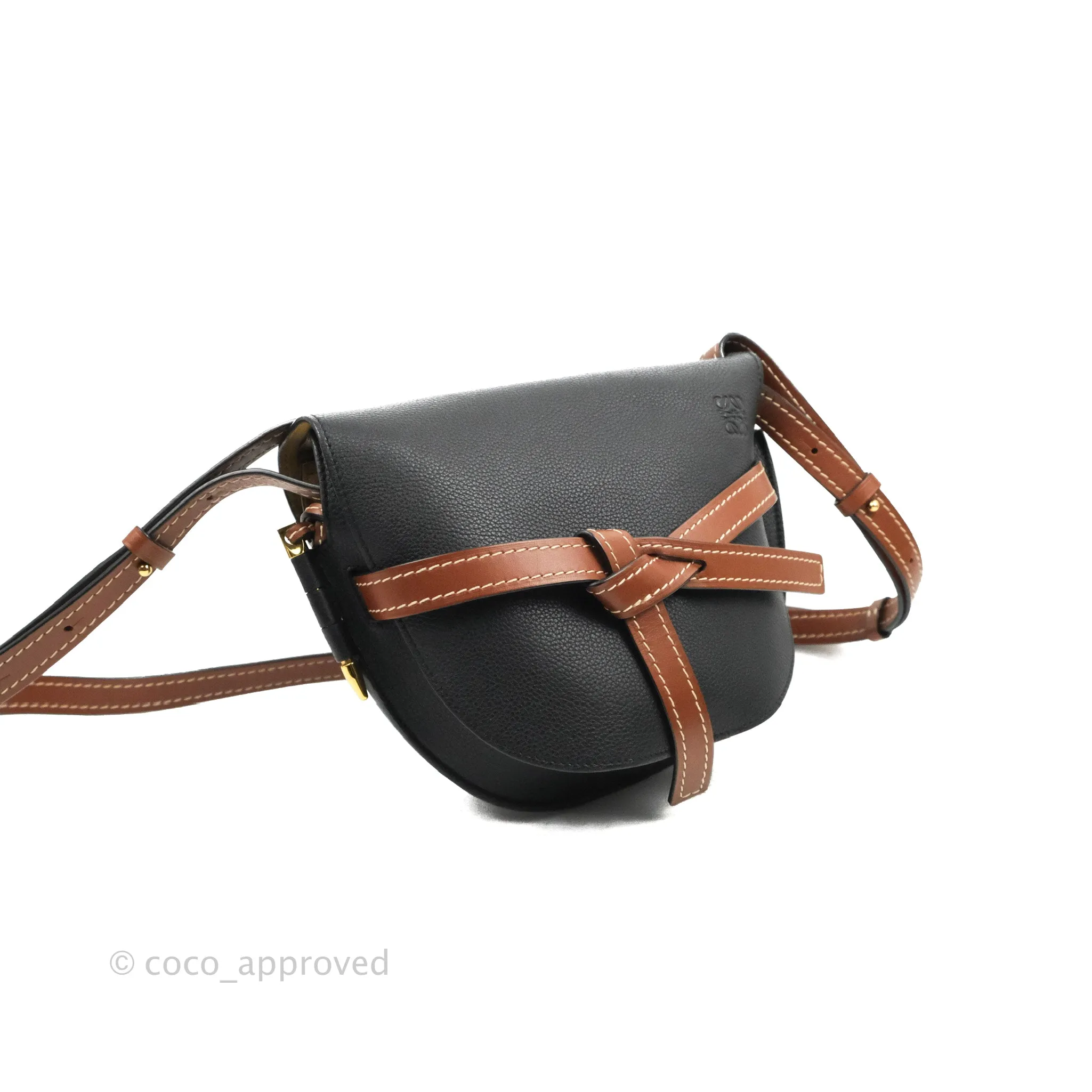 Loewe Small Gate Bag Black/Pecan Grained Calfskin