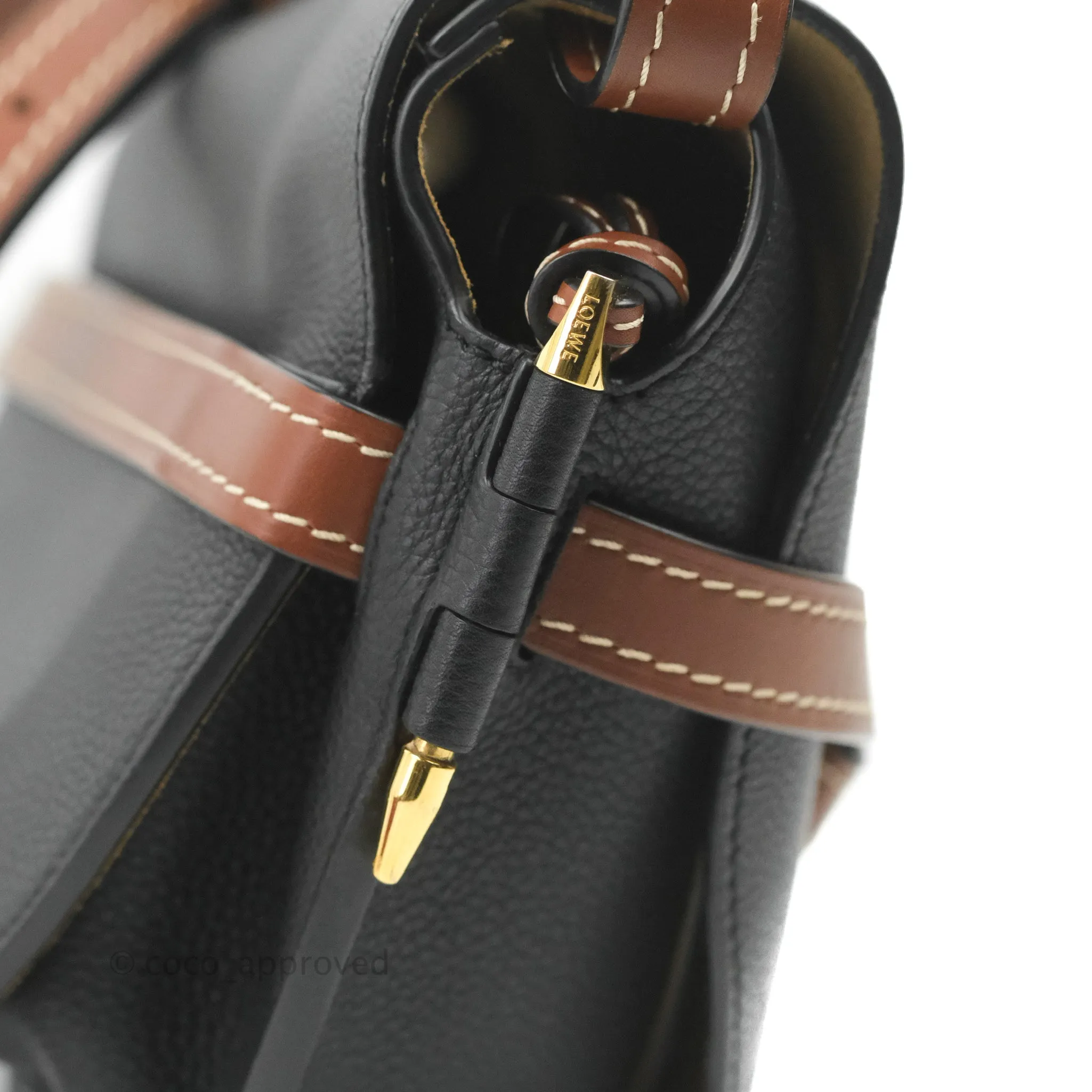 Loewe Small Gate Bag Black/Pecan Grained Calfskin