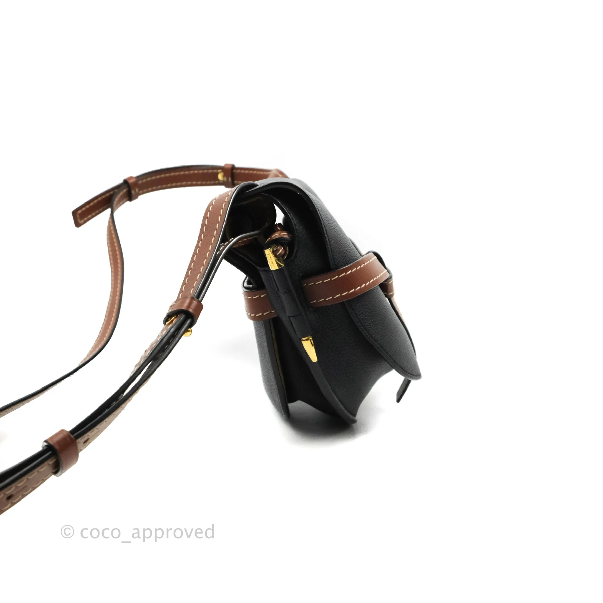 Loewe Small Gate Bag Black/Pecan Grained Calfskin