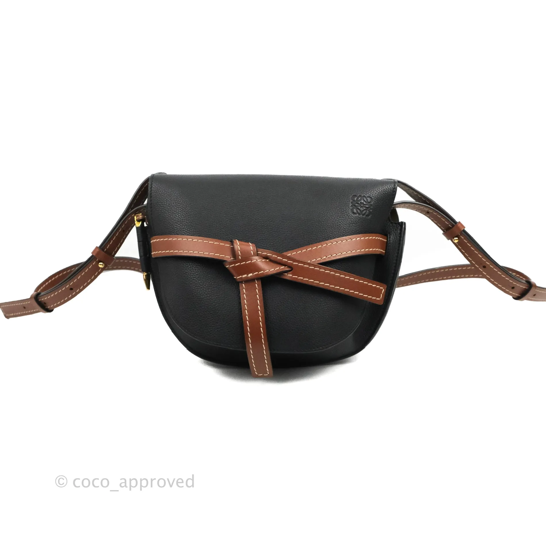 Loewe Small Gate Bag Black/Pecan Grained Calfskin