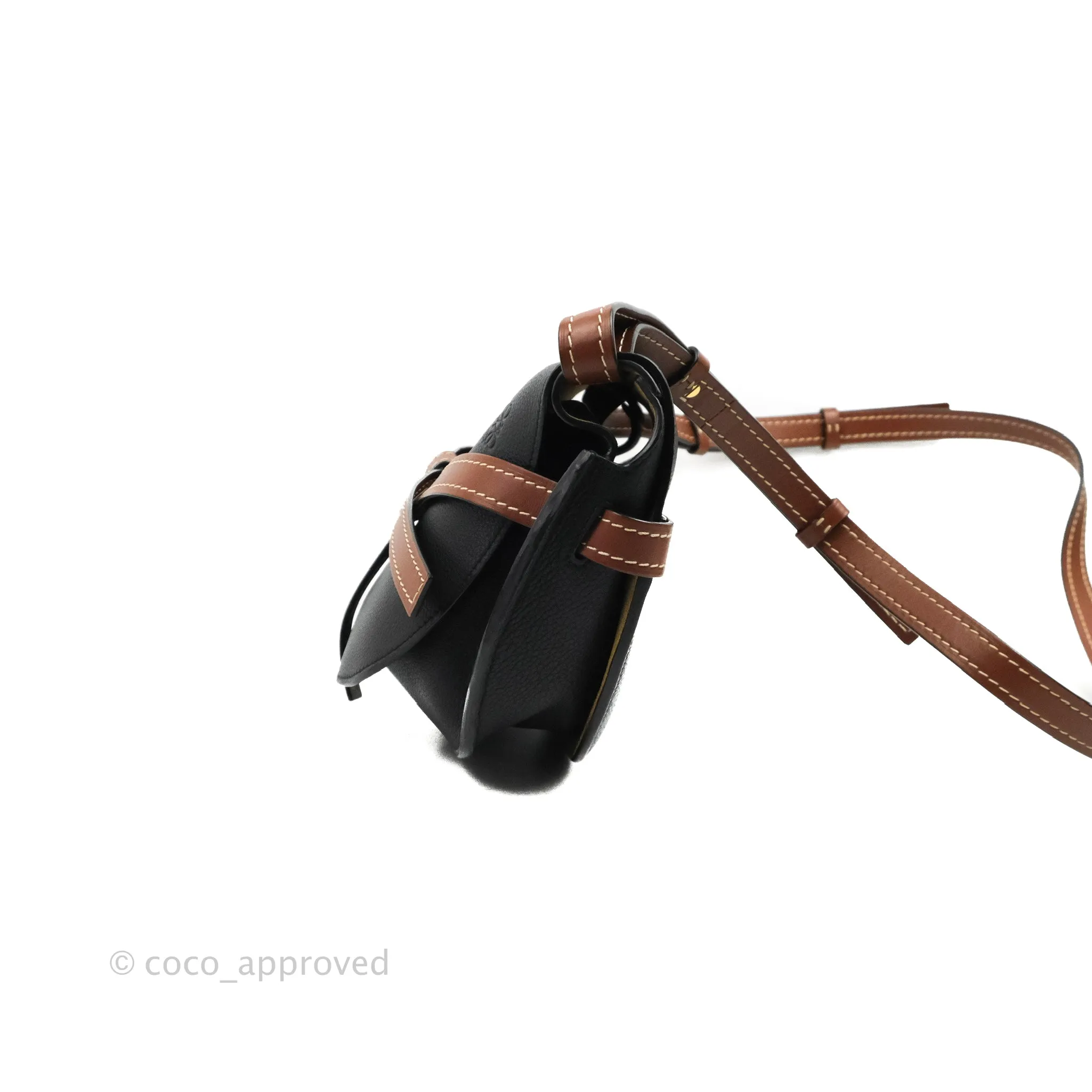 Loewe Small Gate Bag Black/Pecan Grained Calfskin
