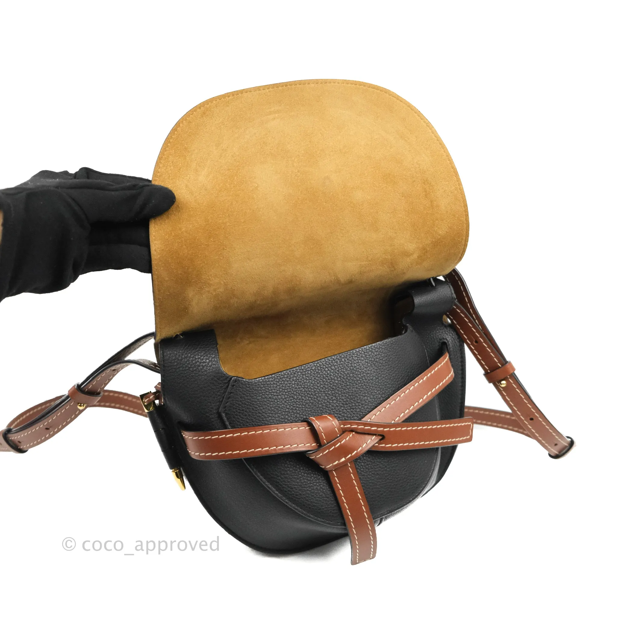 Loewe Small Gate Bag Black/Pecan Grained Calfskin