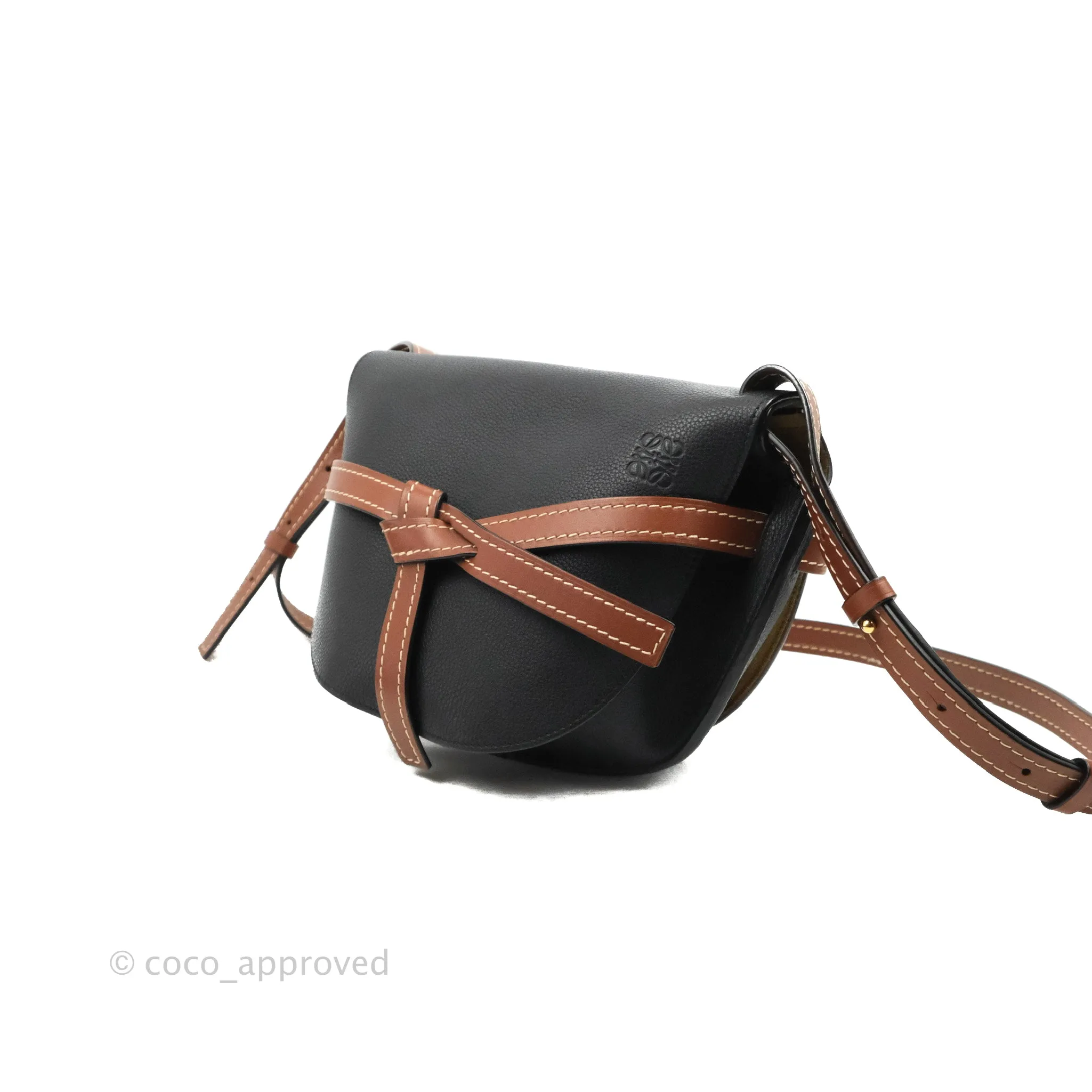 Loewe Small Gate Bag Black/Pecan Grained Calfskin