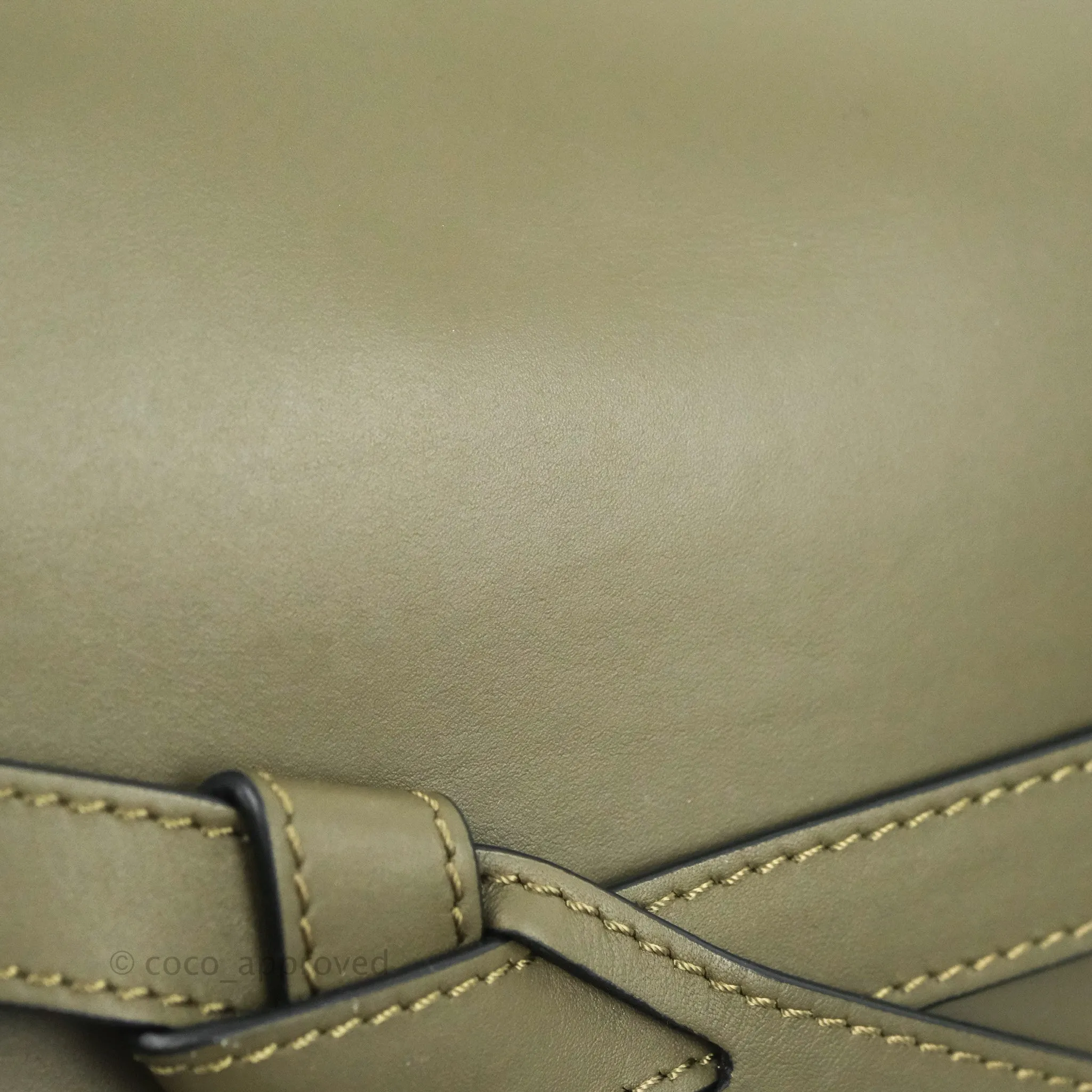 Loewe Small Gate Bag in Soft Calfskin & Jacquard Strap Autumn Green