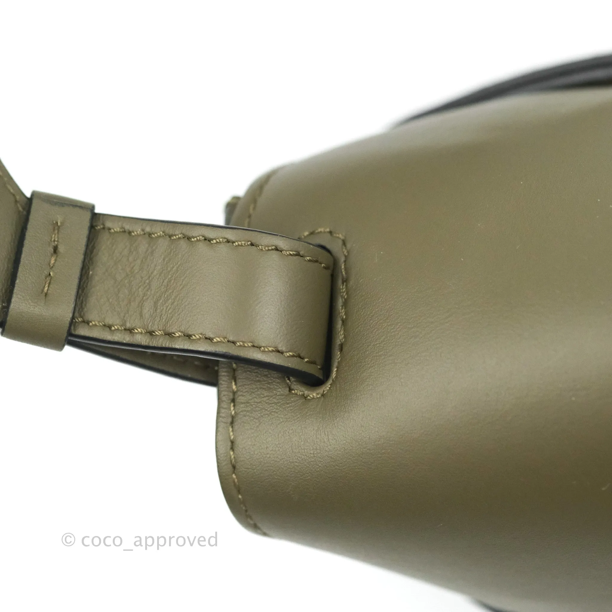 Loewe Small Gate Bag in Soft Calfskin & Jacquard Strap Autumn Green