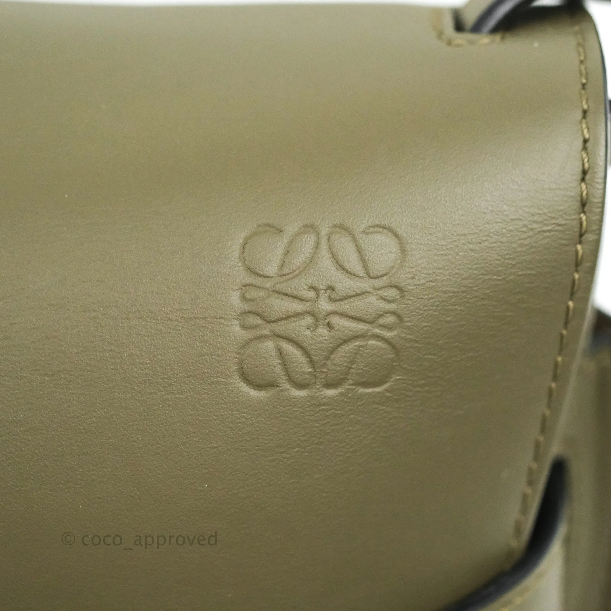 Loewe Small Gate Bag in Soft Calfskin & Jacquard Strap Autumn Green