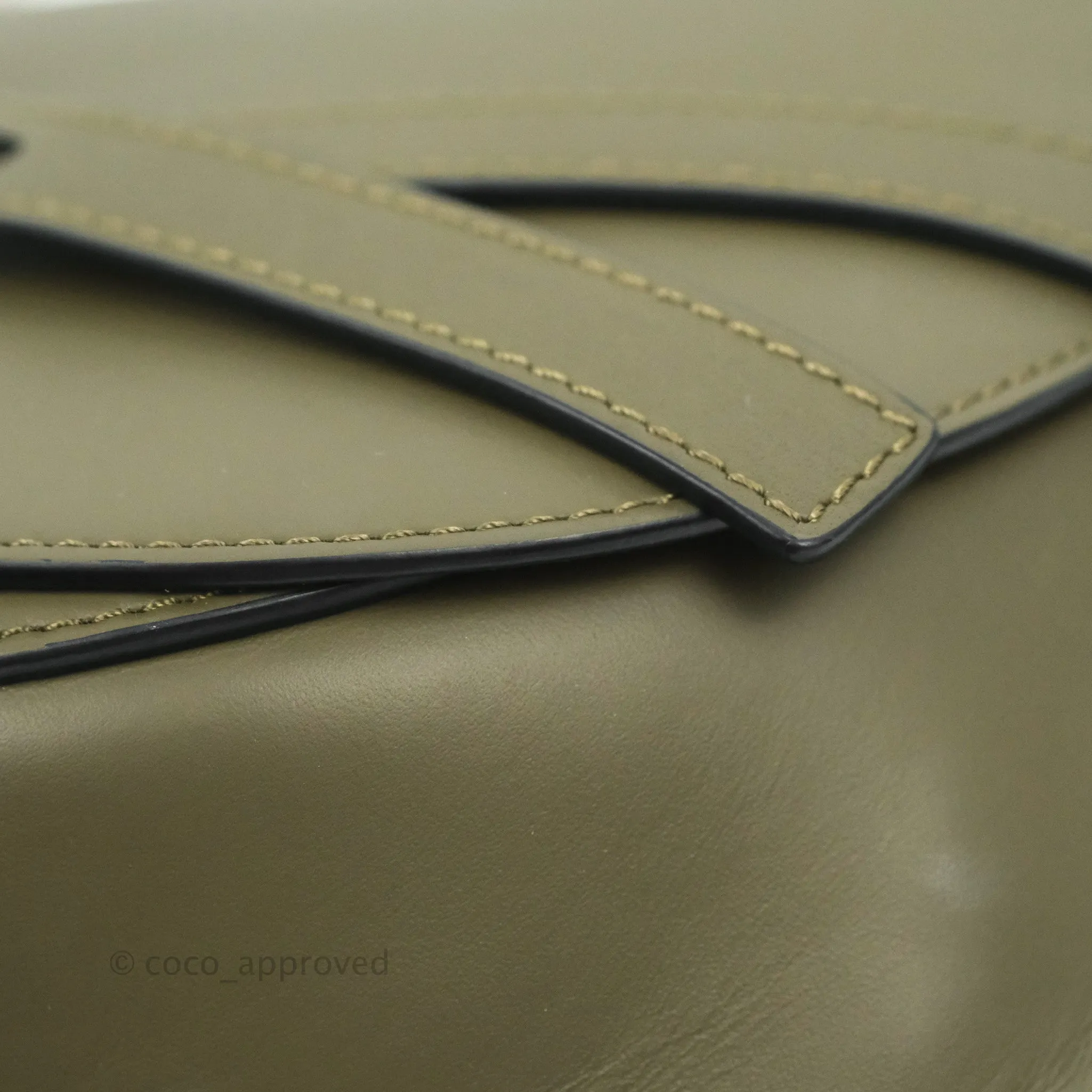 Loewe Small Gate Bag in Soft Calfskin & Jacquard Strap Autumn Green