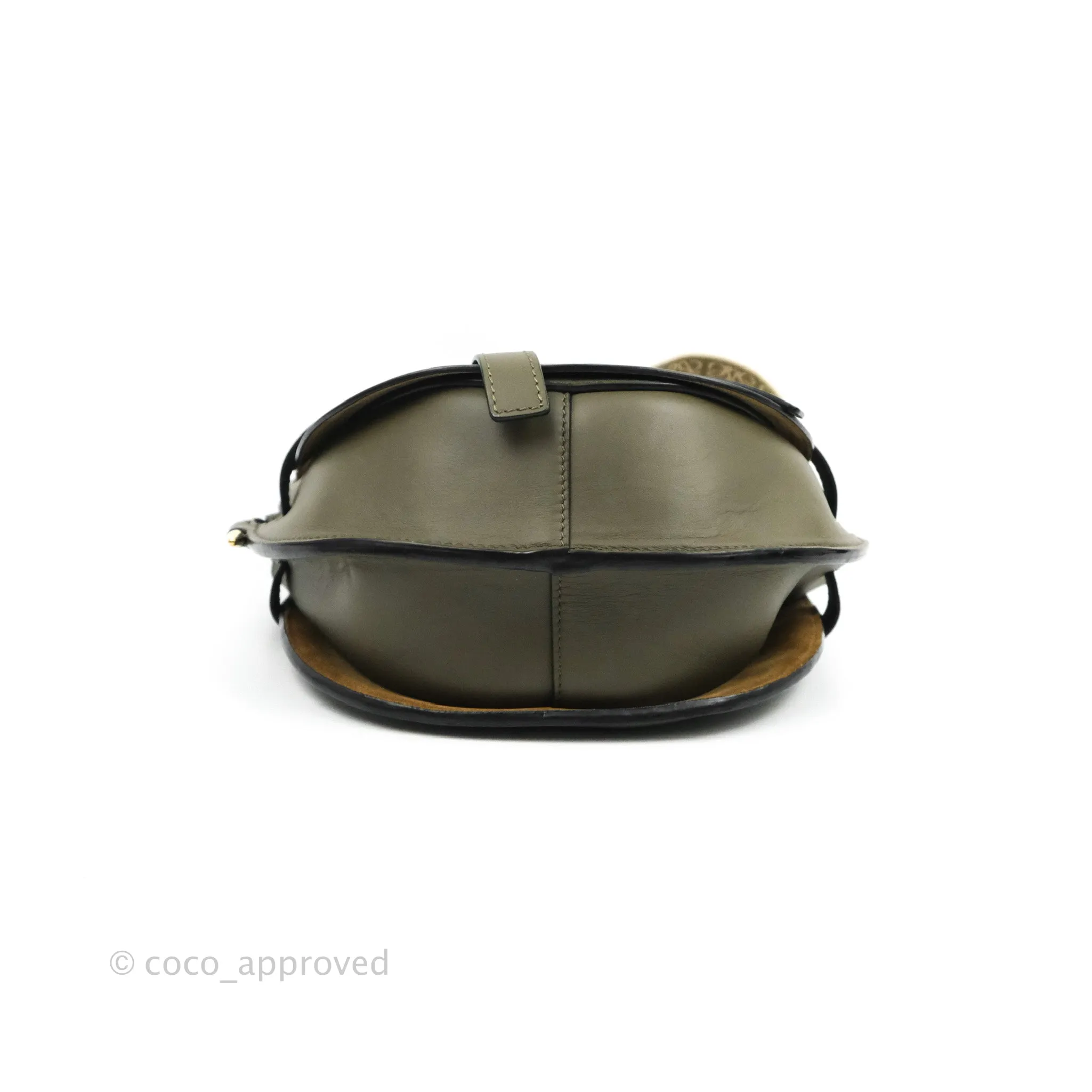 Loewe Small Gate Bag in Soft Calfskin & Jacquard Strap Autumn Green