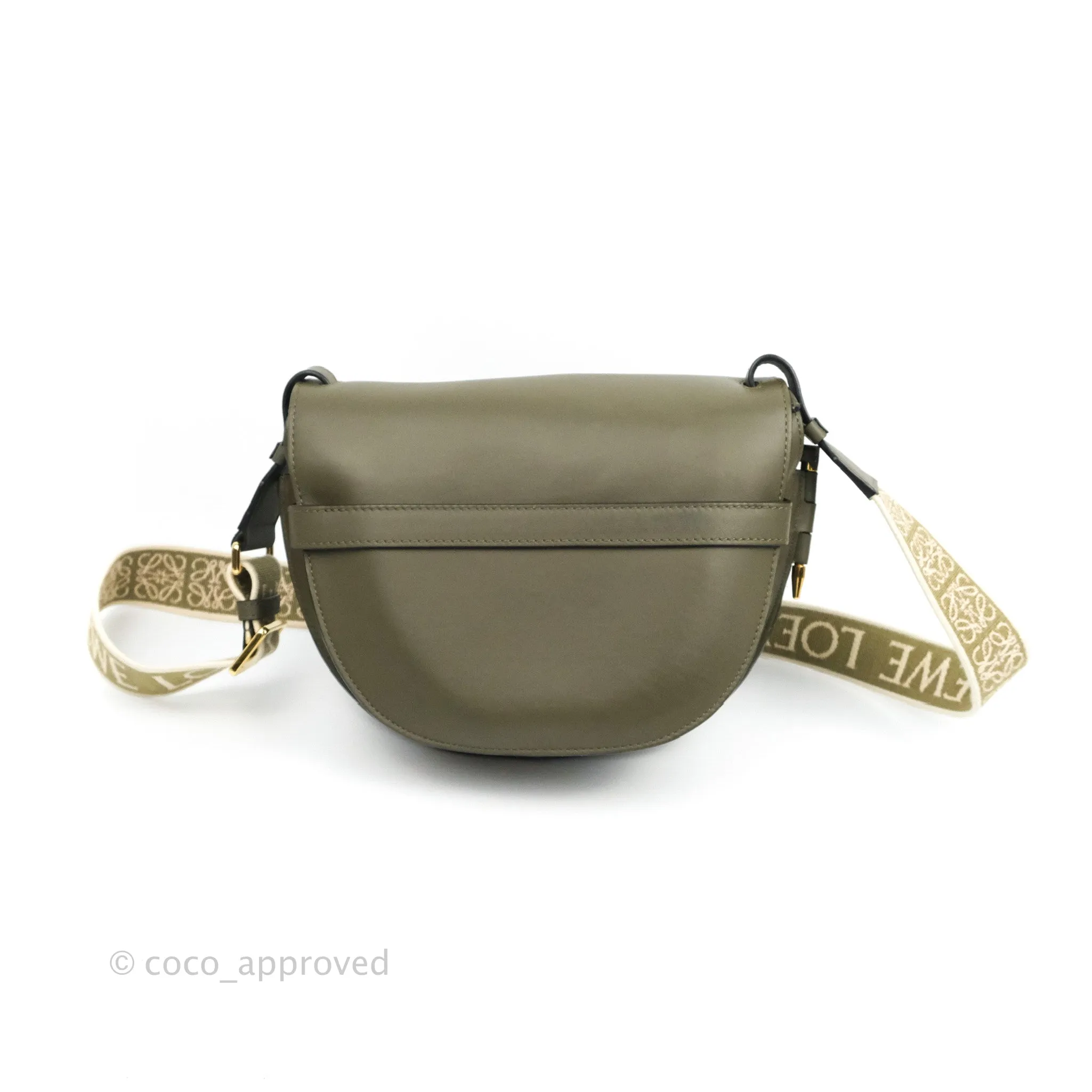 Loewe Small Gate Bag in Soft Calfskin & Jacquard Strap Autumn Green