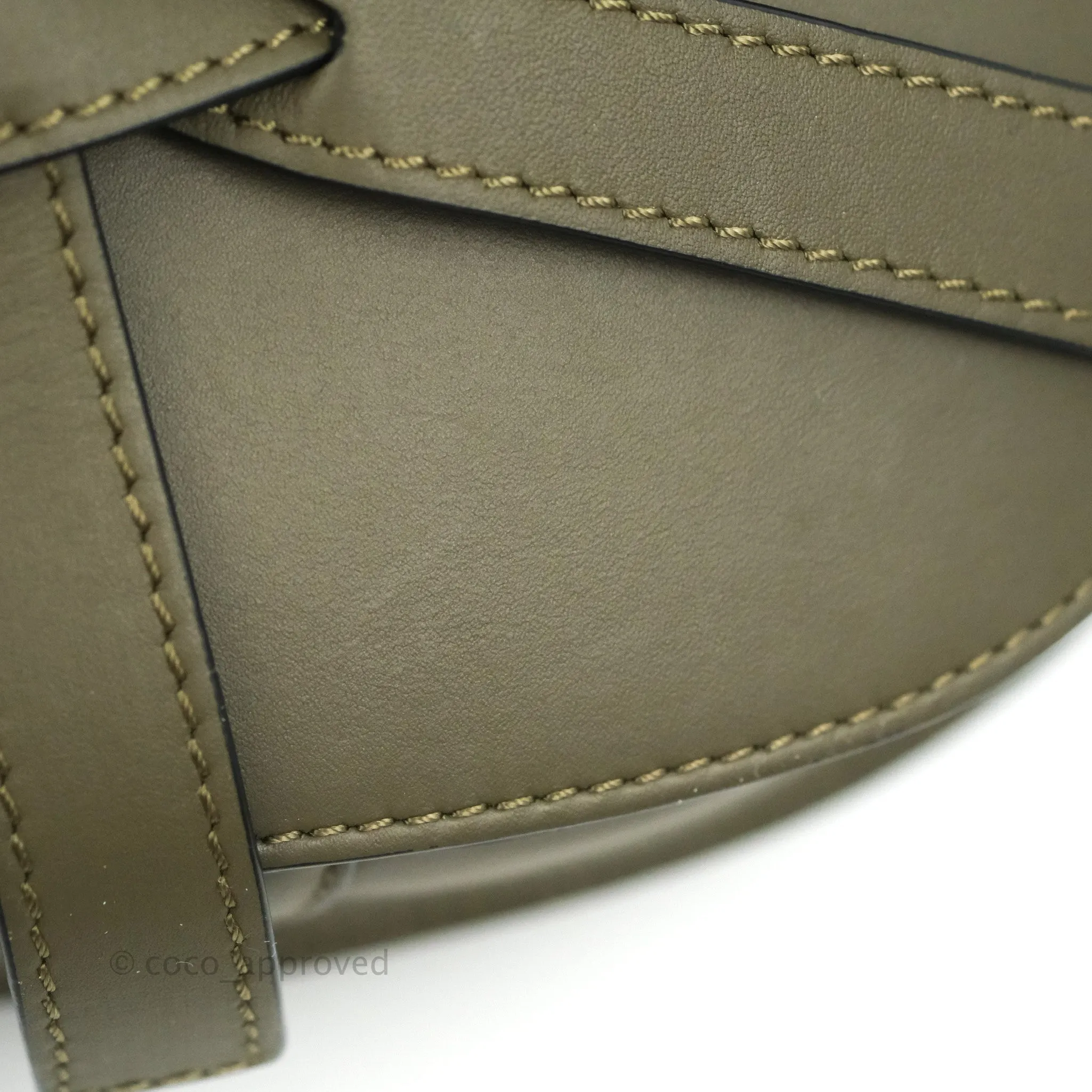 Loewe Small Gate Bag in Soft Calfskin & Jacquard Strap Autumn Green