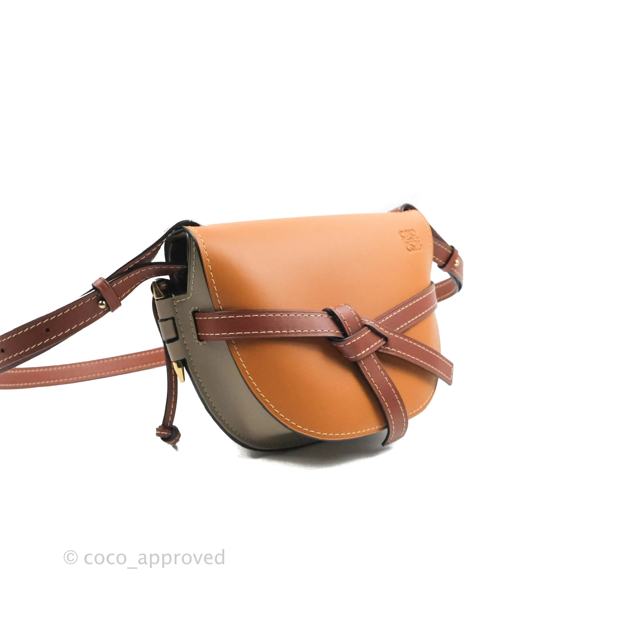 Loewe Small Gate Bag Smooth Calfskin Amber/Light Grey/Rust