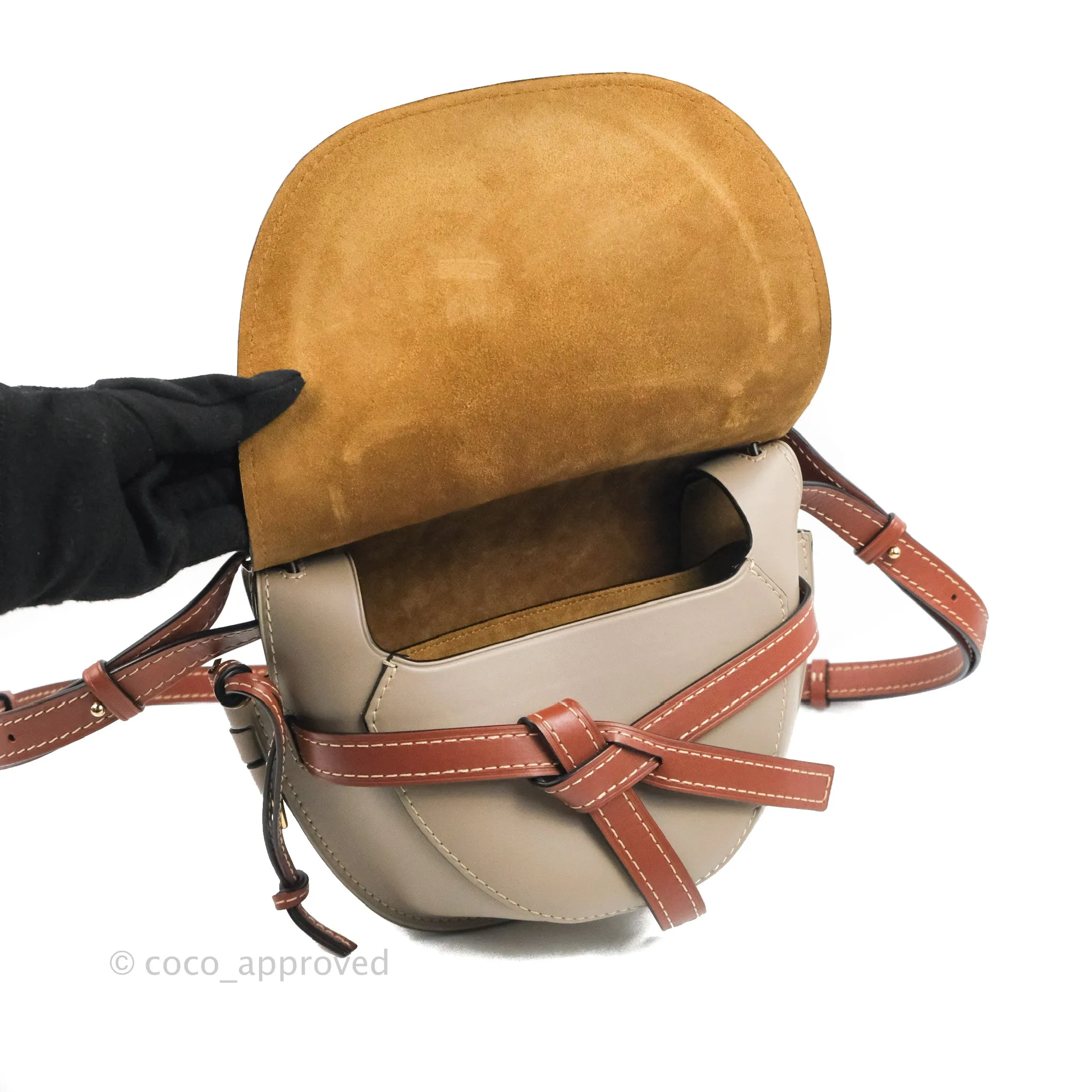 Loewe Small Gate Bag Smooth Calfskin Amber/Light Grey/Rust