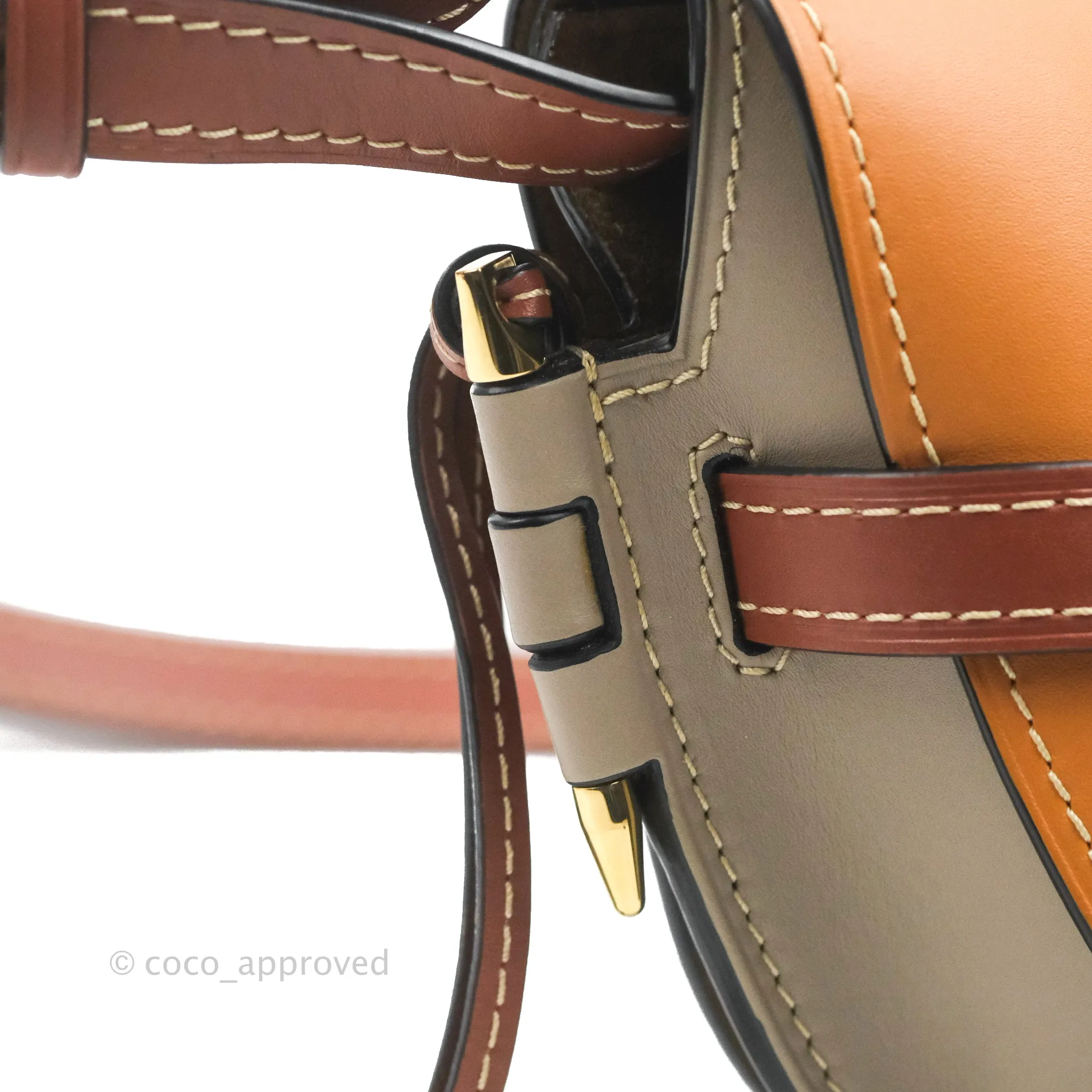 Loewe Small Gate Bag Smooth Calfskin Amber/Light Grey/Rust