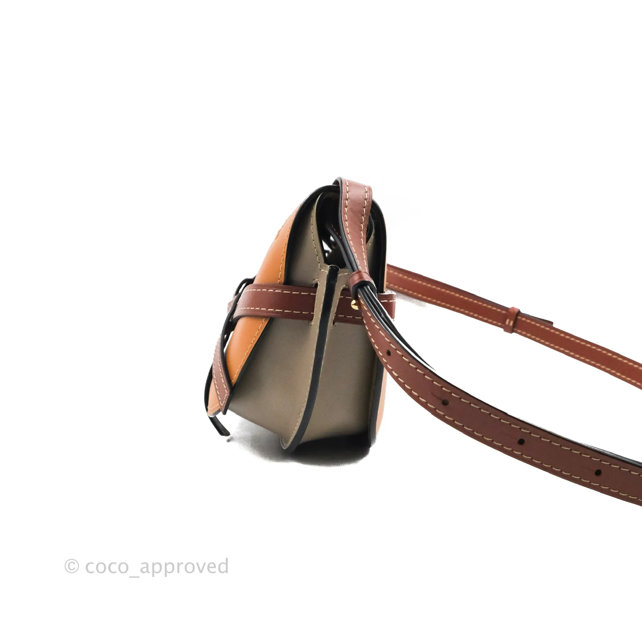 Loewe Small Gate Bag Smooth Calfskin Amber/Light Grey/Rust