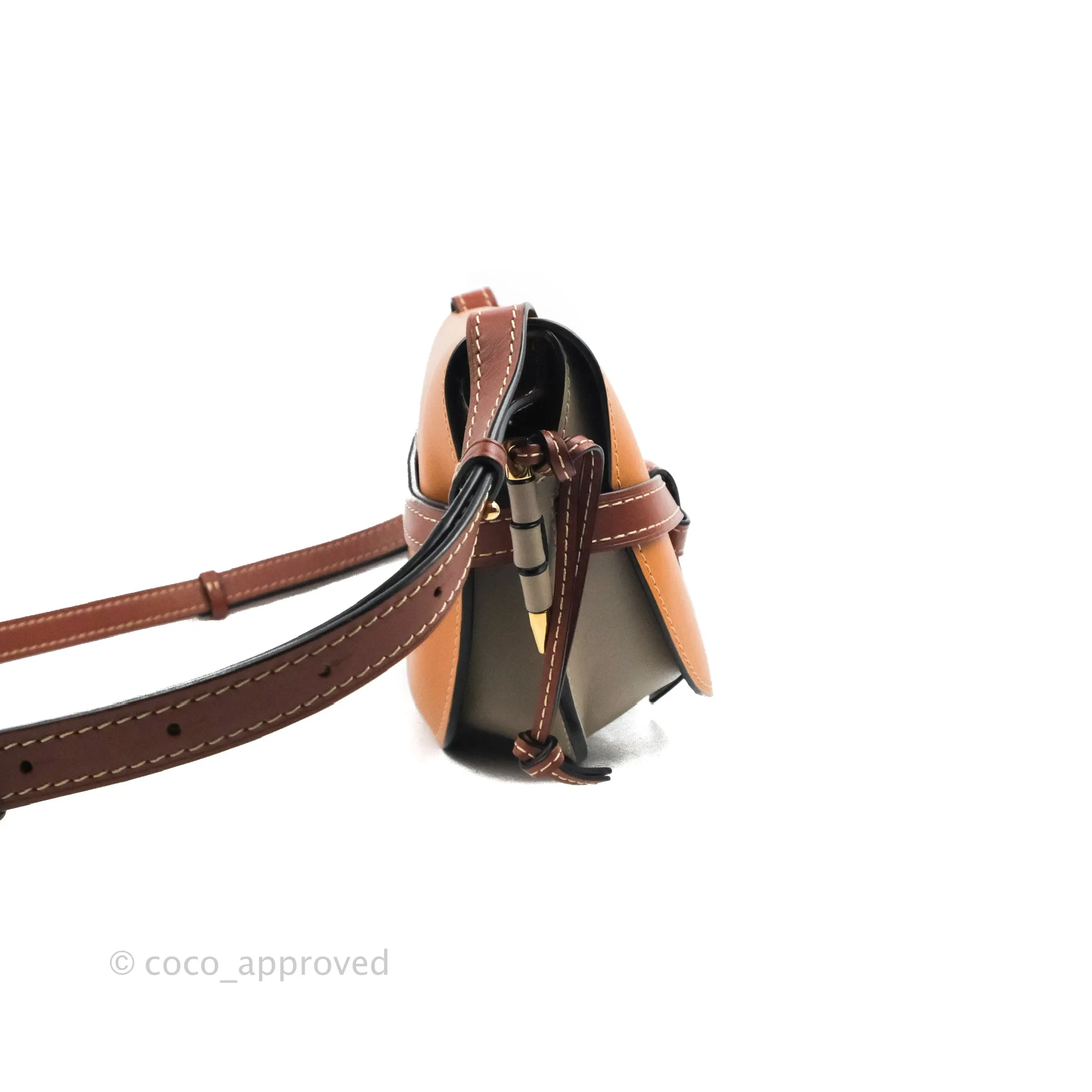 Loewe Small Gate Bag Smooth Calfskin Amber/Light Grey/Rust