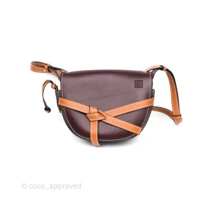 Loewe Small Gate Bag Smooth Calfskin Burgundy Tan Brown