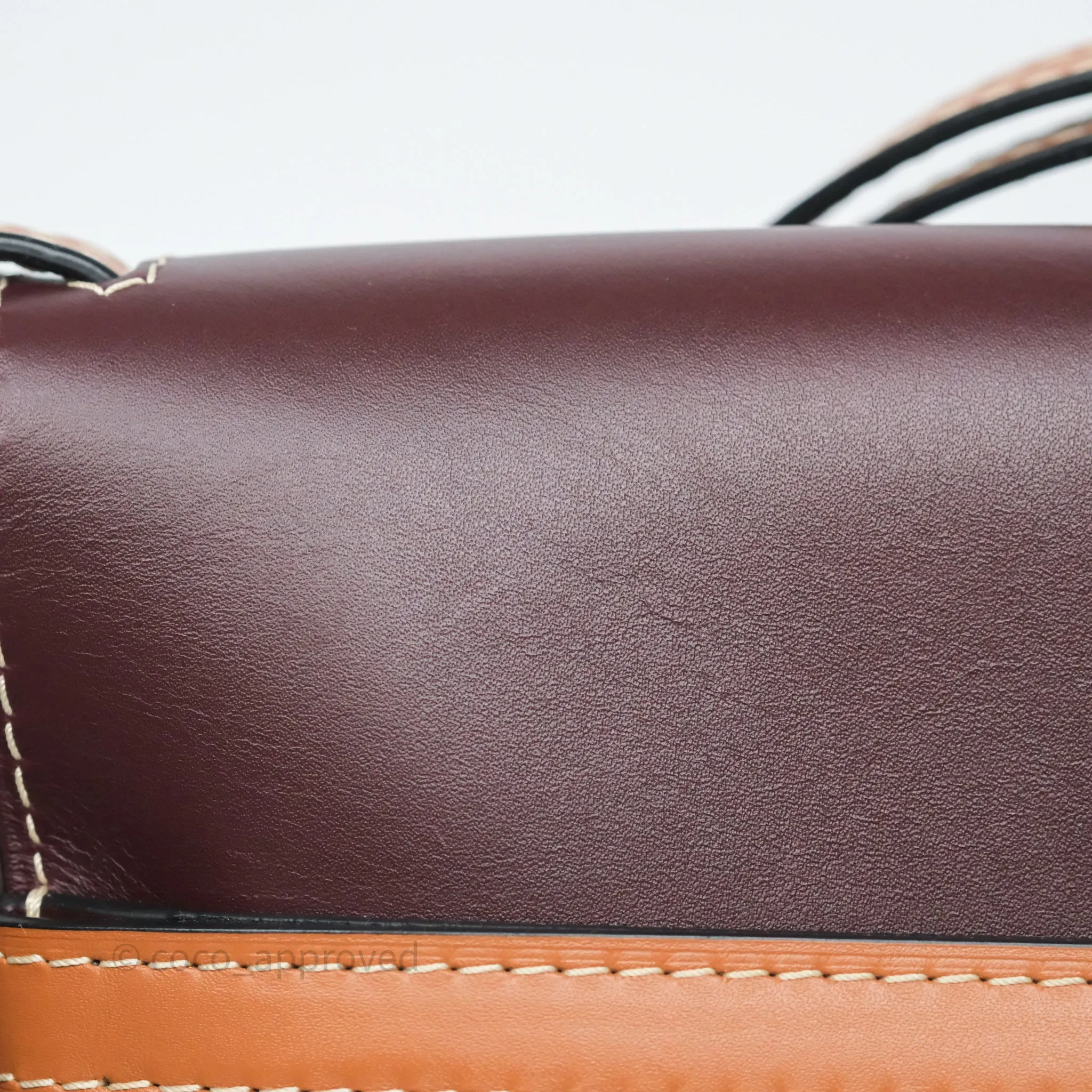 Loewe Small Gate Bag Smooth Calfskin Burgundy Tan Brown