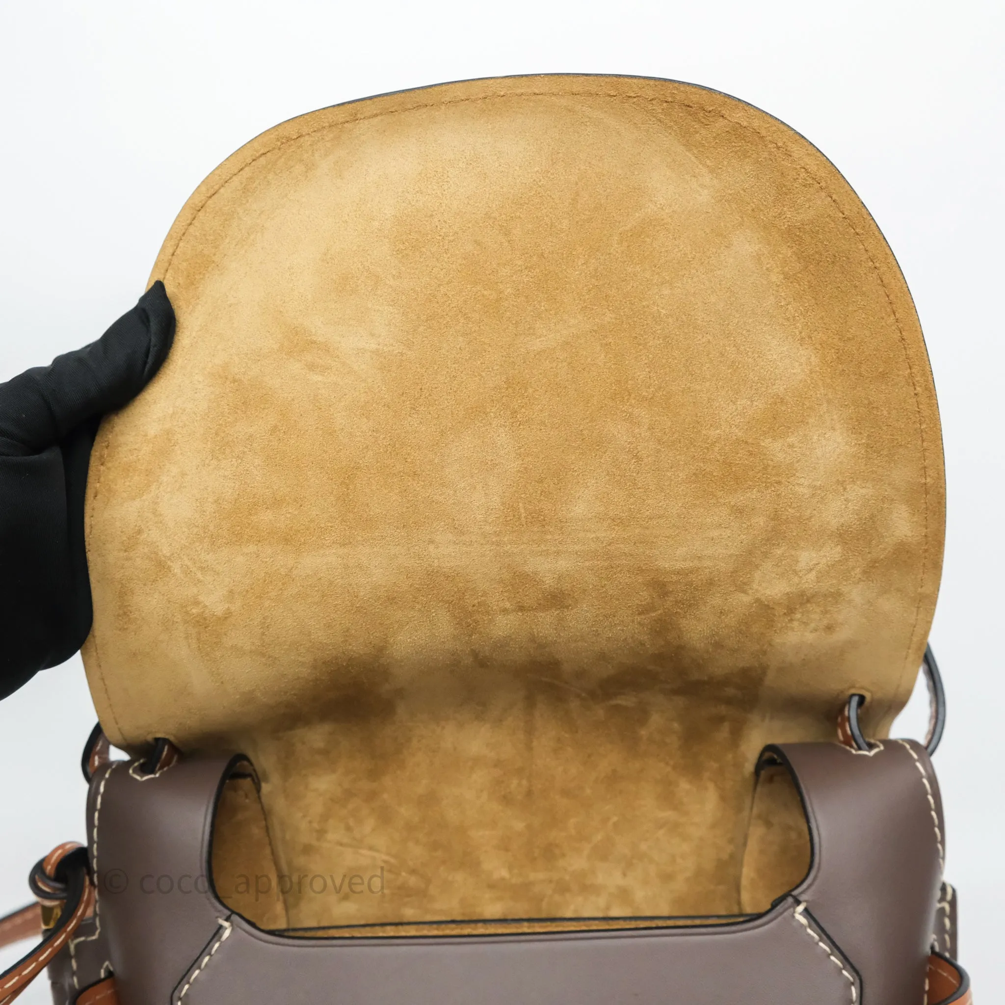 Loewe Small Gate Bag Smooth Calfskin Burgundy Tan Brown