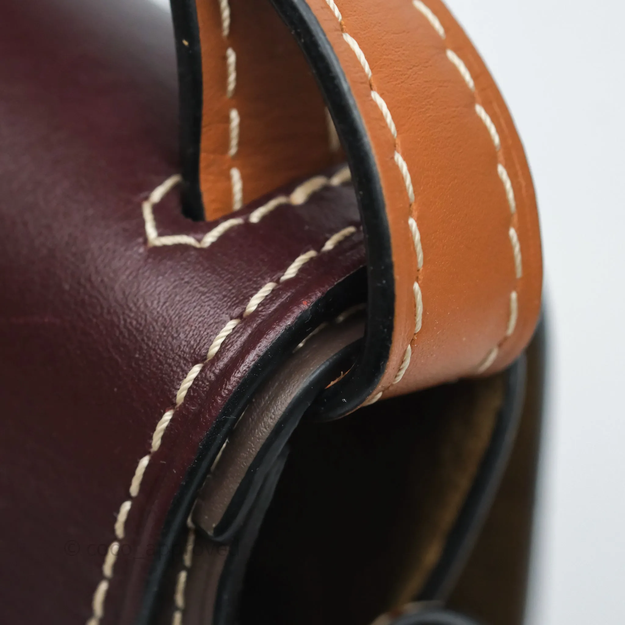 Loewe Small Gate Bag Smooth Calfskin Burgundy Tan Brown