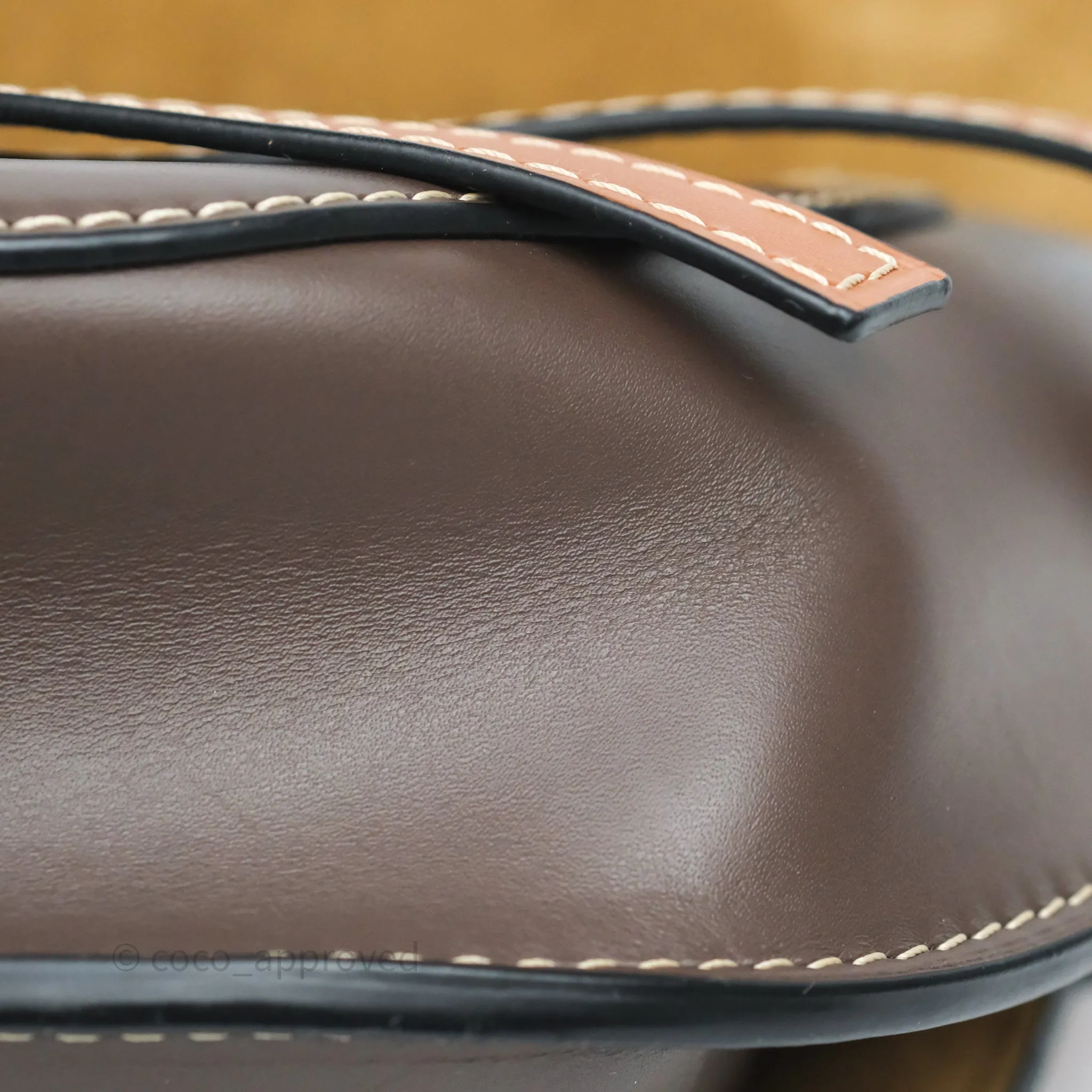 Loewe Small Gate Bag Smooth Calfskin Burgundy Tan Brown