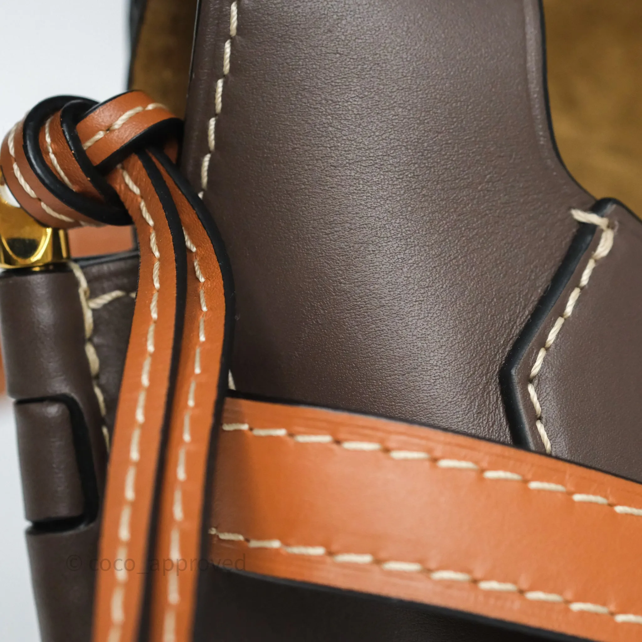 Loewe Small Gate Bag Smooth Calfskin Burgundy Tan Brown