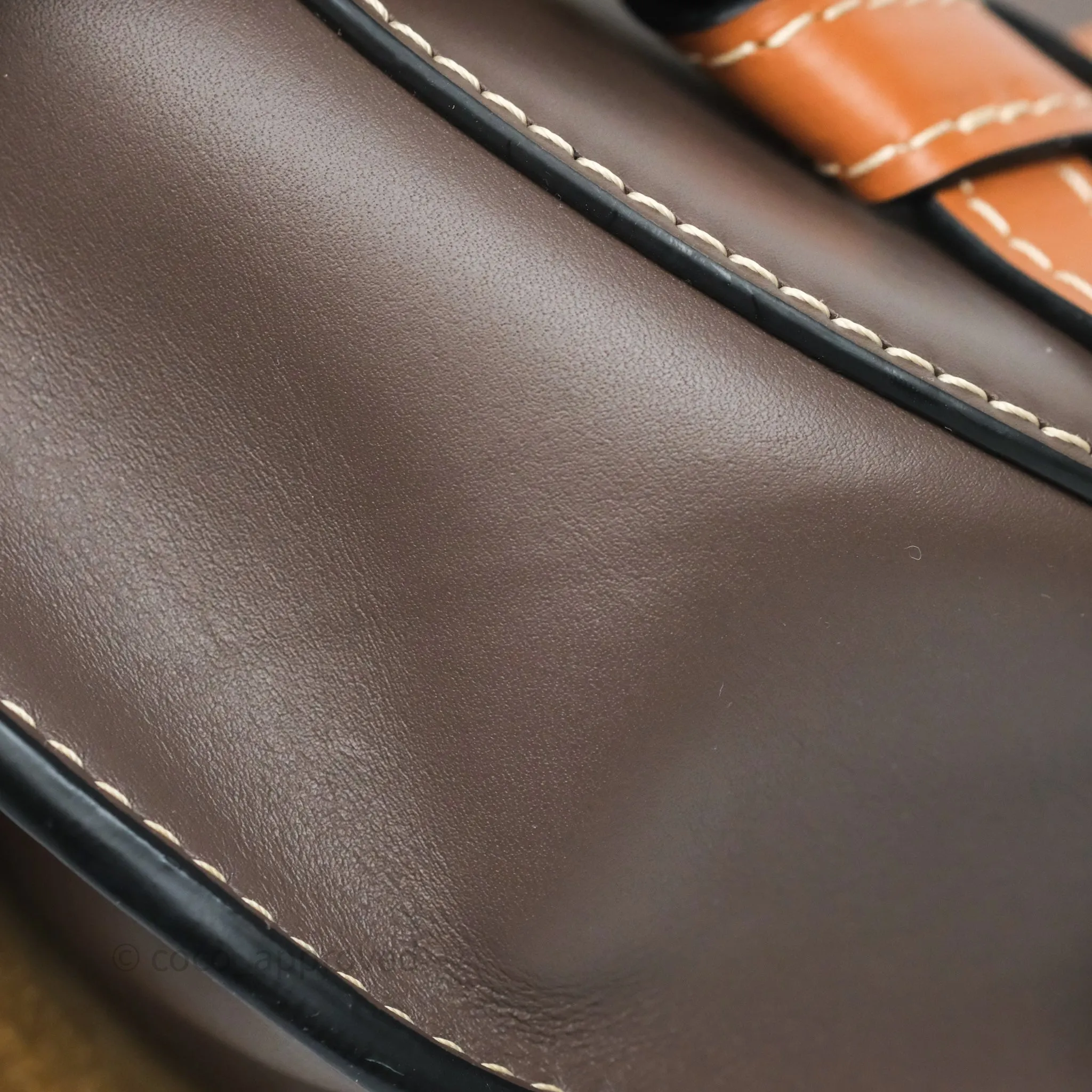 Loewe Small Gate Bag Smooth Calfskin Burgundy Tan Brown