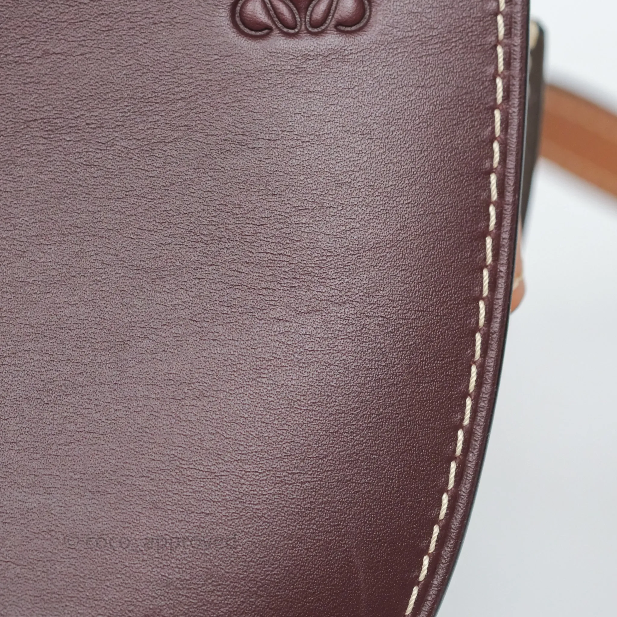 Loewe Small Gate Bag Smooth Calfskin Burgundy Tan Brown