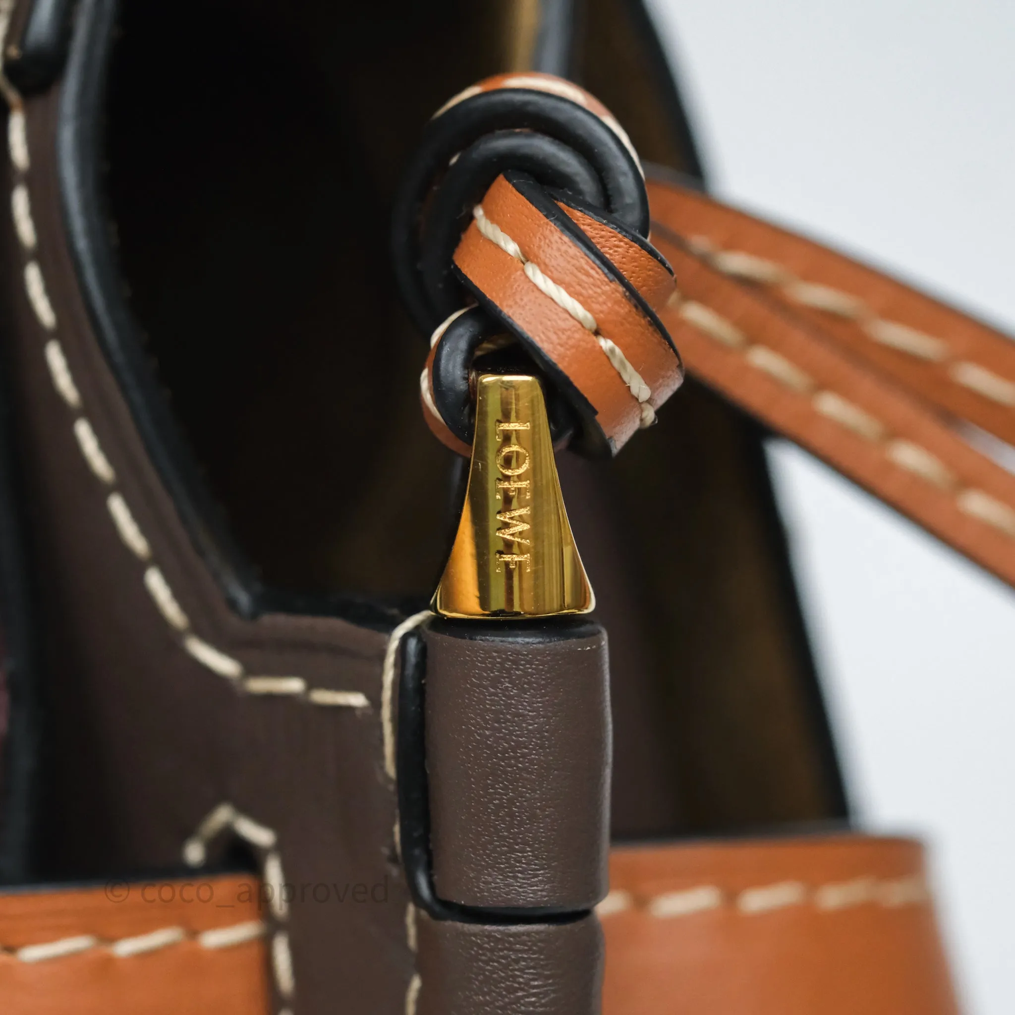 Loewe Small Gate Bag Smooth Calfskin Burgundy Tan Brown