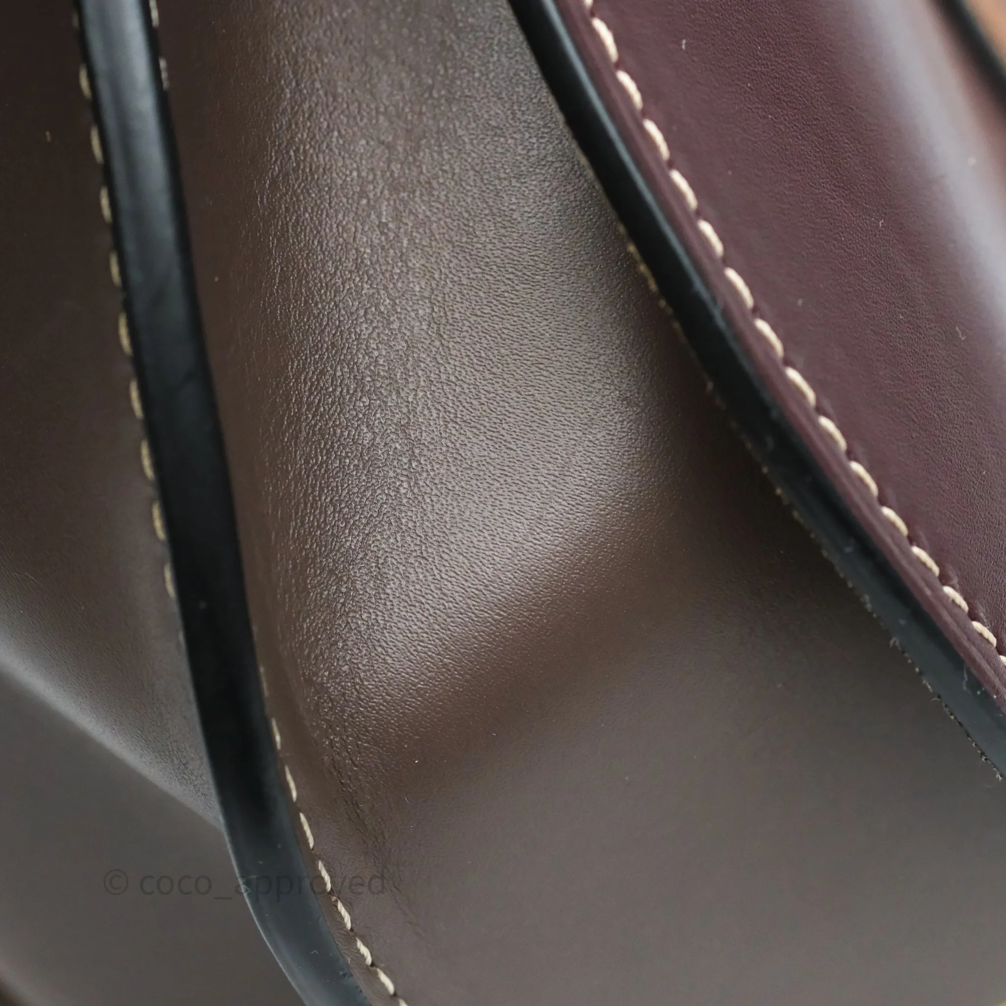 Loewe Small Gate Bag Smooth Calfskin Burgundy Tan Brown