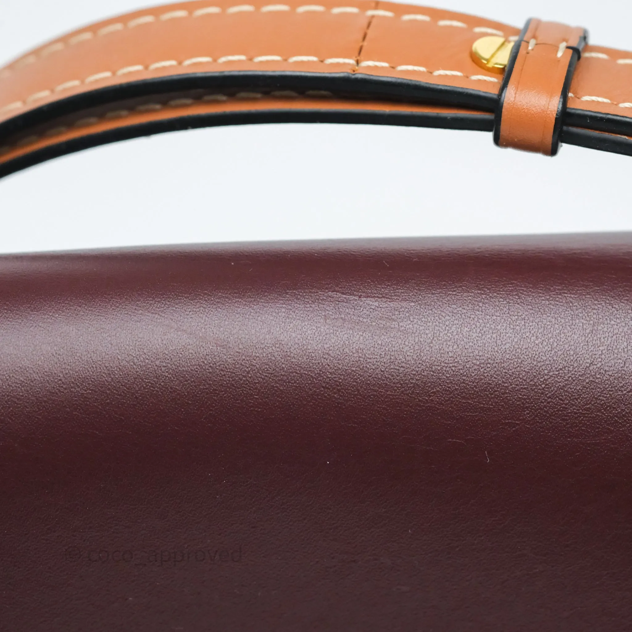 Loewe Small Gate Bag Smooth Calfskin Burgundy Tan Brown