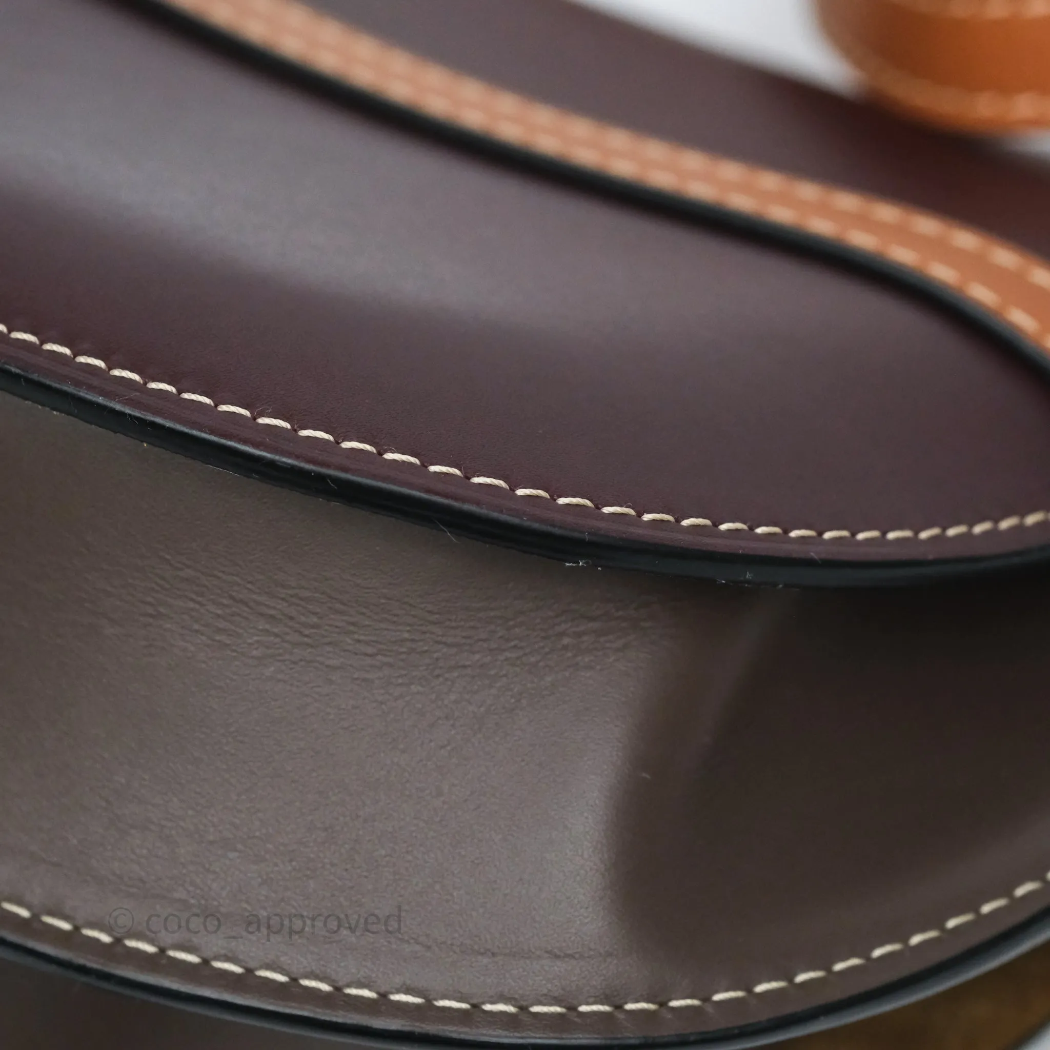 Loewe Small Gate Bag Smooth Calfskin Burgundy Tan Brown
